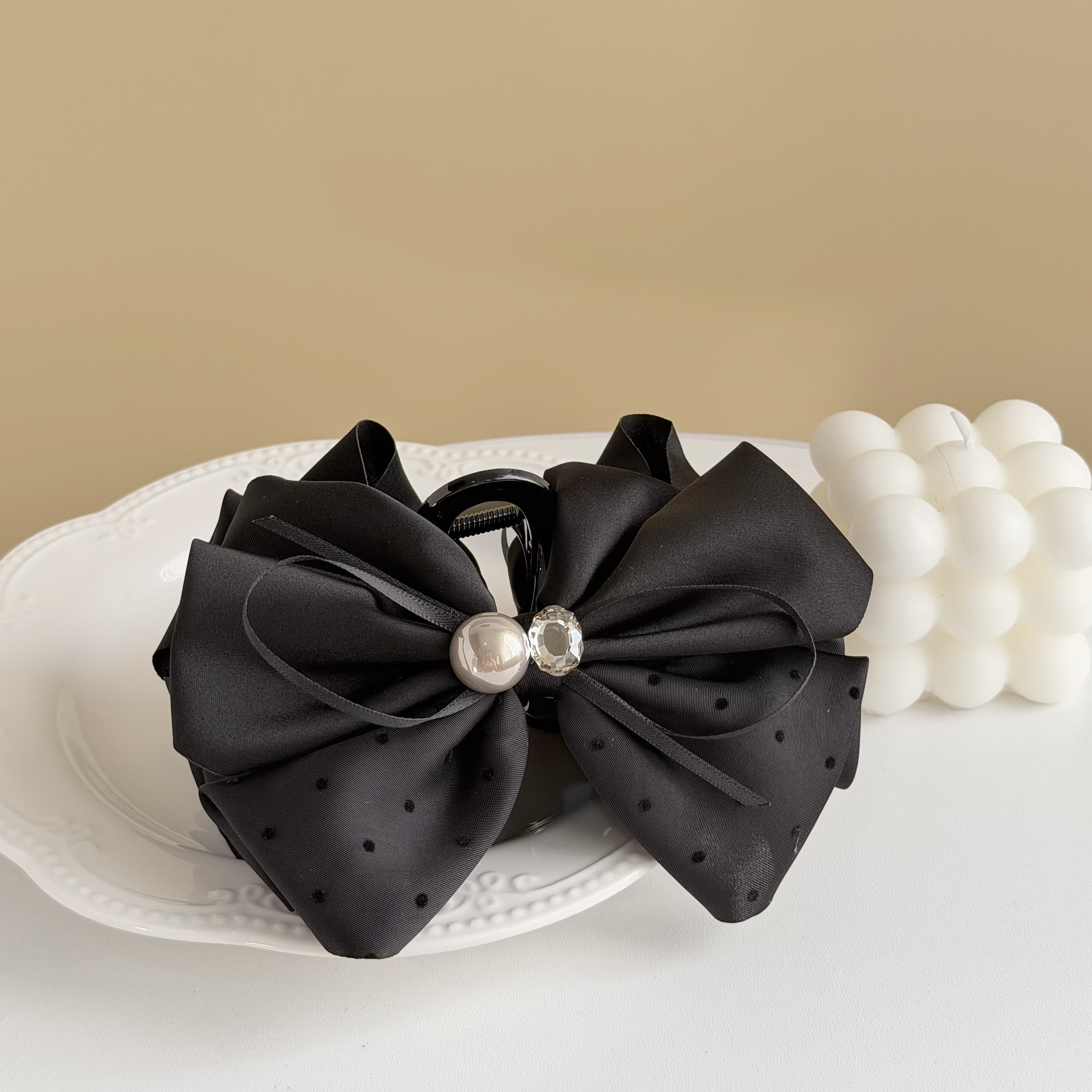 L158滑布圓點珍珠方鑽蝴蝶結鯊魚夾