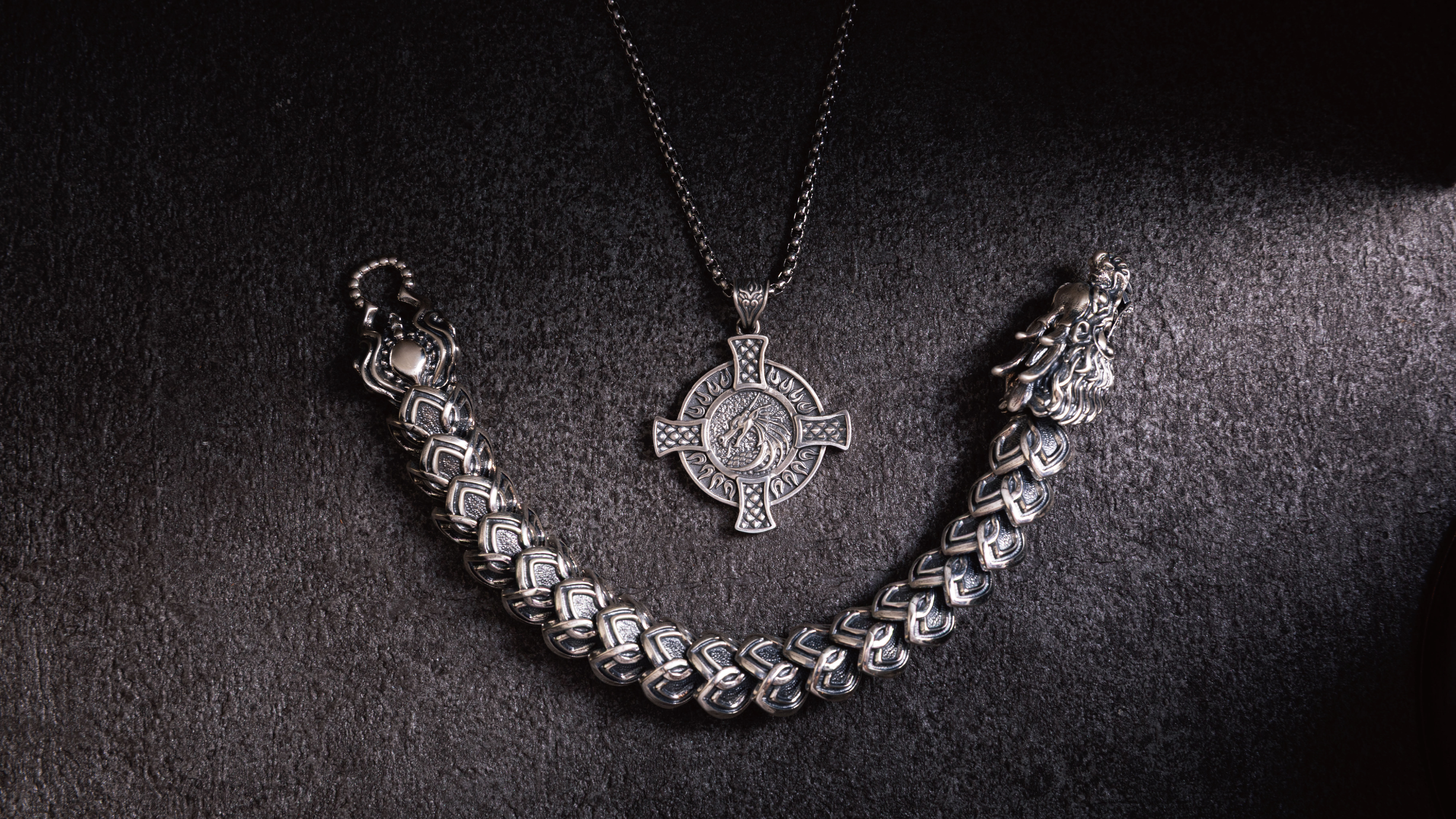 JK銀飾關於龍的純銀手鏈及項鍊