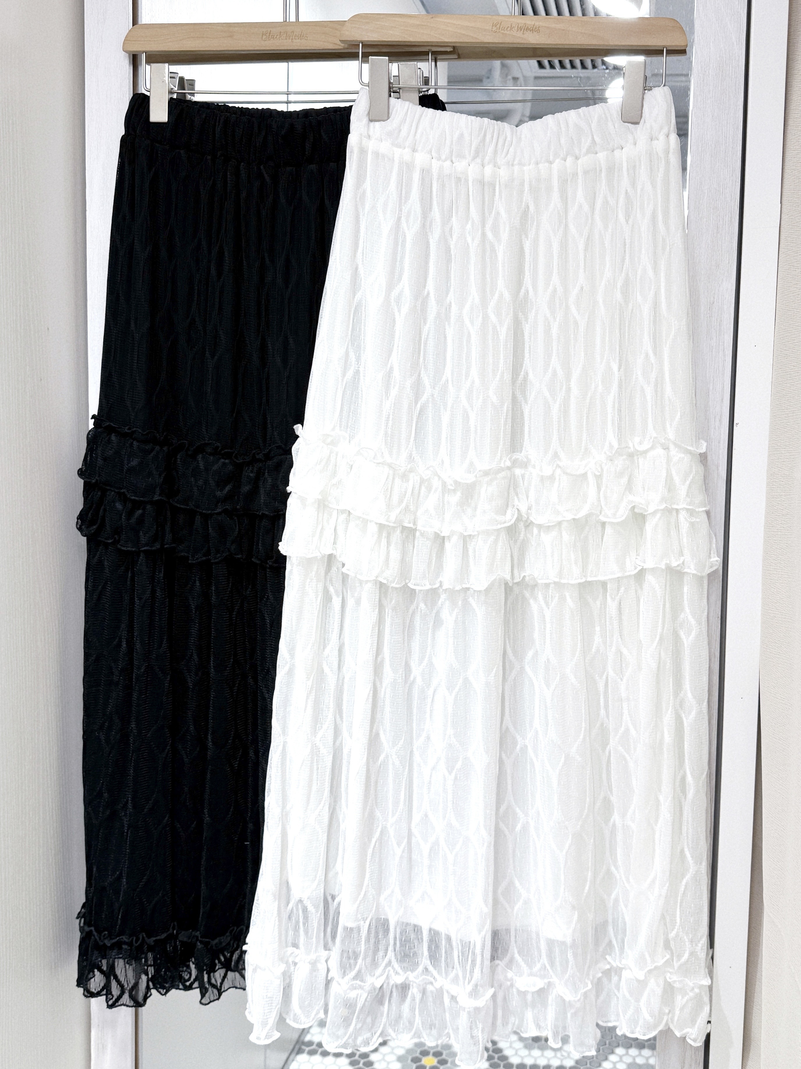 BM006｜BM獨家款 ₊˚⊹♡ 圓菱格Double Ruffle垂感蛋糕長裙