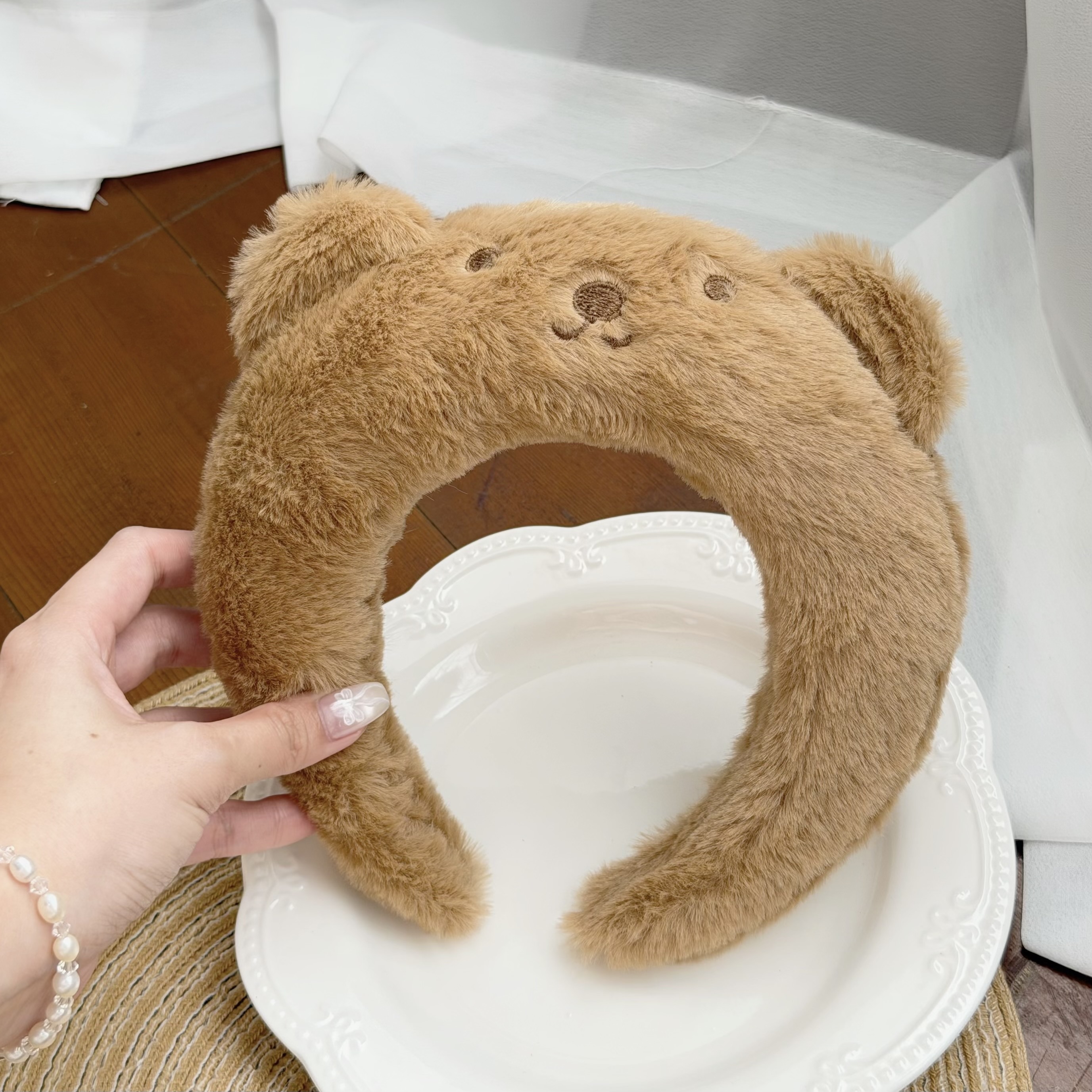 H274【質感💯】毛絨小熊厚版髮箍