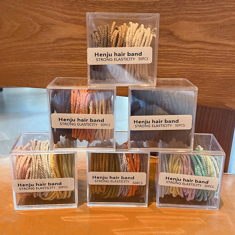 《6642》彩色彈力髮圈盒裝(50入)