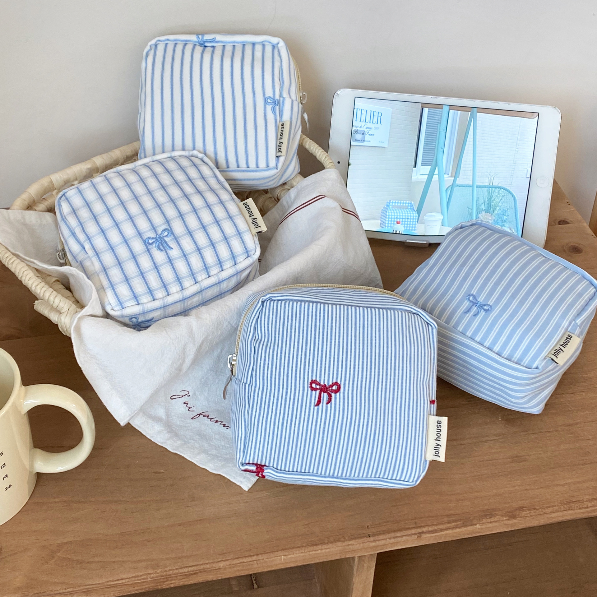 《6643》蝴蝶結方形豆腐收納包