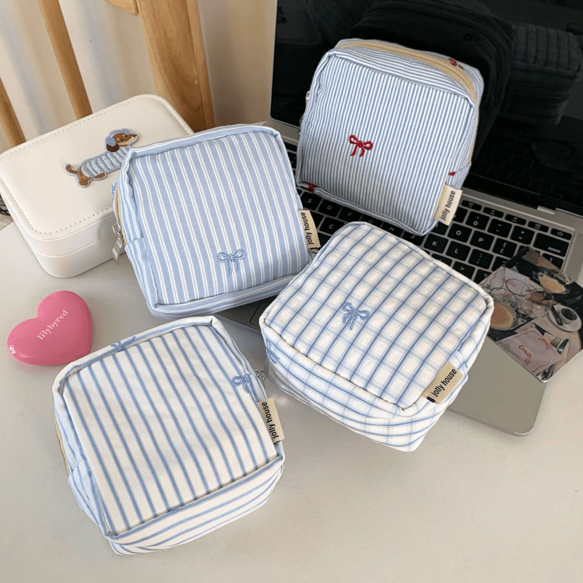 《6643》蝴蝶結方形豆腐收納包