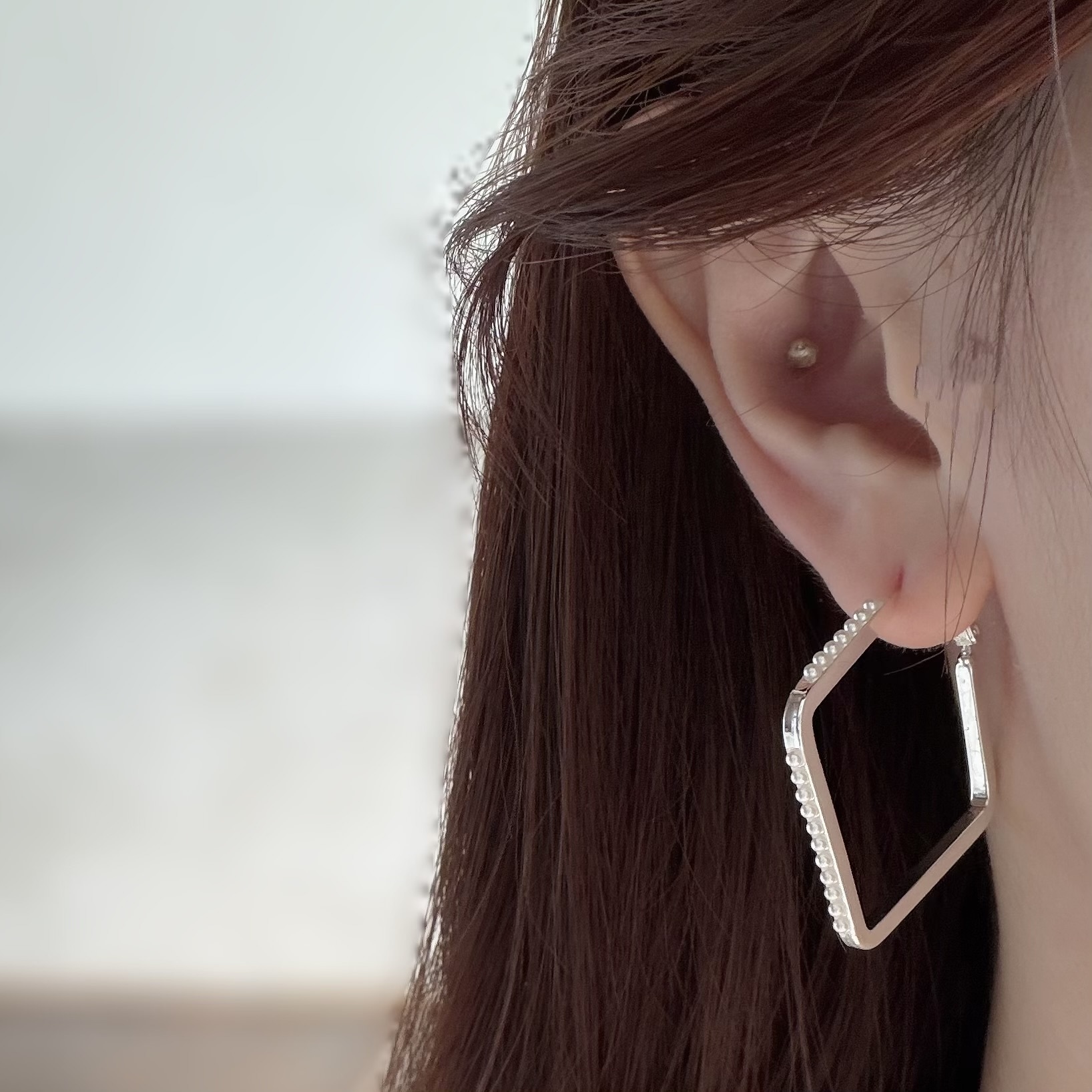 A264方型珍珠耳圈