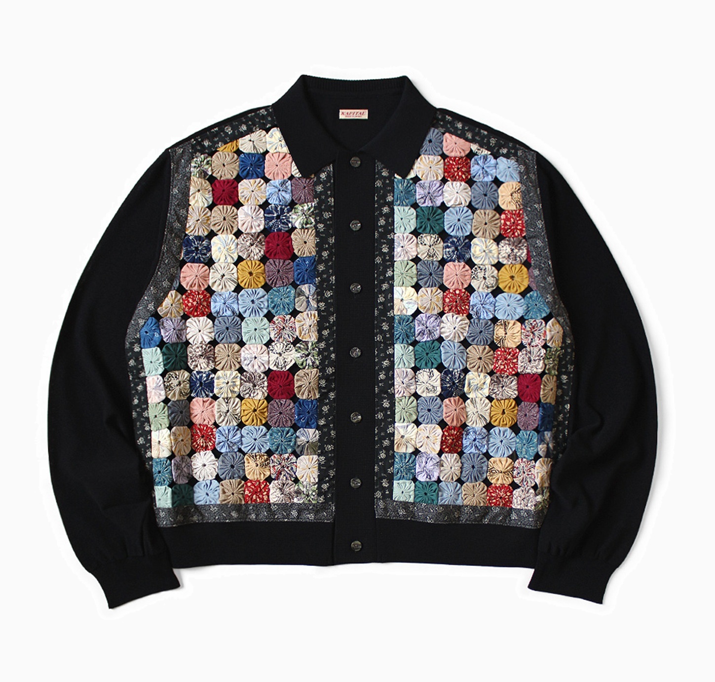 KAPITAL 2026 14G Knit x Handcrafted YO-YO QUILY JACKET - BLACK PRE ORDER ITEM (預訂中)