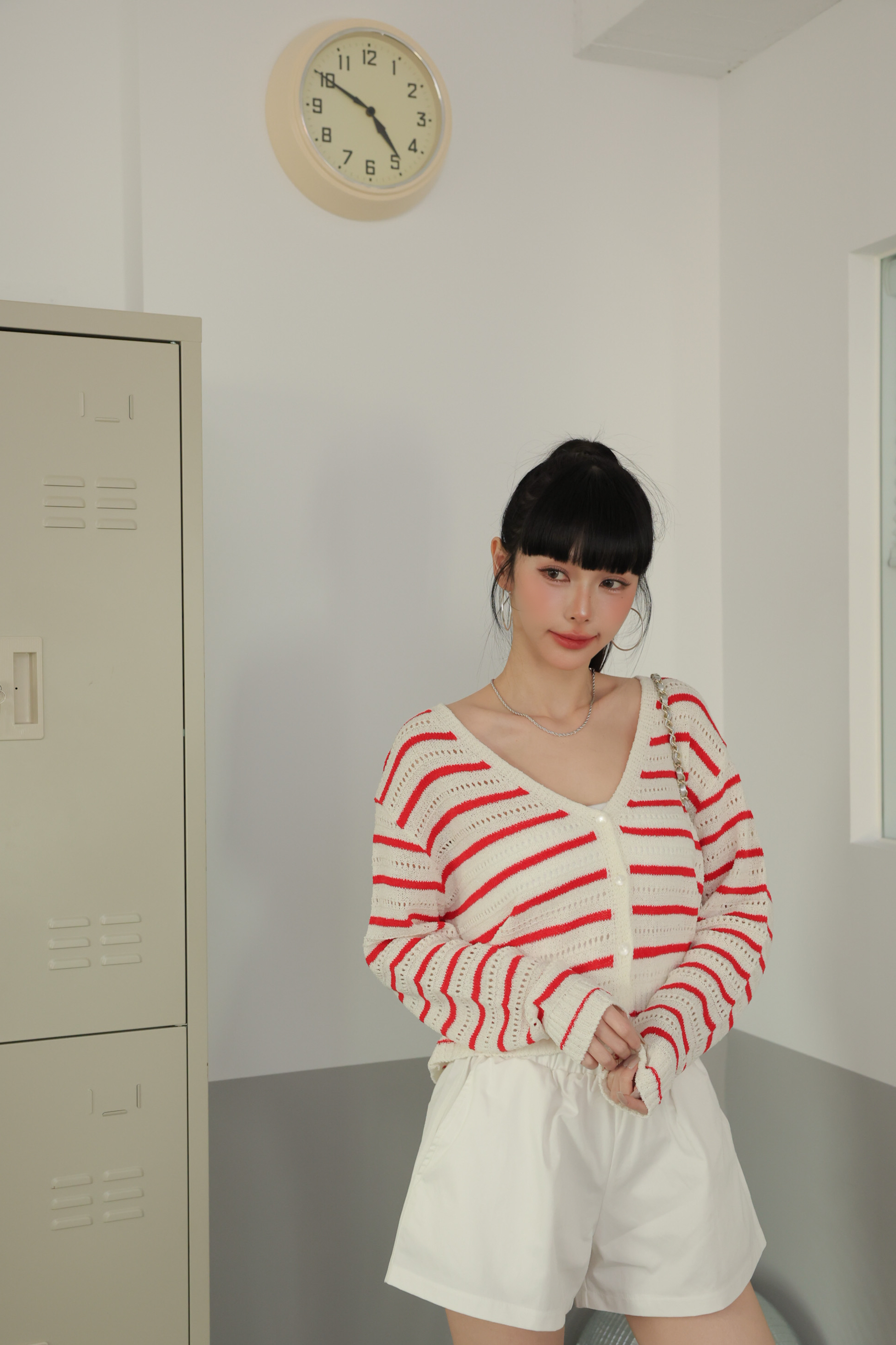 法式條紋針織小外套 HA45