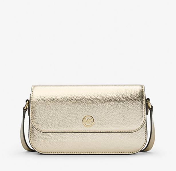 [S] MICHAEL KORS 35F4GTVC1M JET SET TRAVEL SMALL METALLIC LEATHER CROSSBODY,PALE GOLD, 197853077836 (SMK1091)