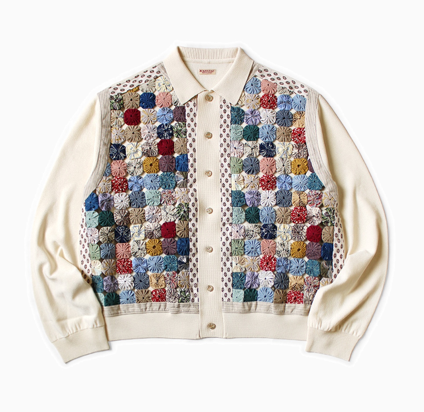 KAPITAL 2026 14G Knit x Handcrafted YO-YO QUILY JACKET - NATURAL PRE ORDER ITEM (預訂中)