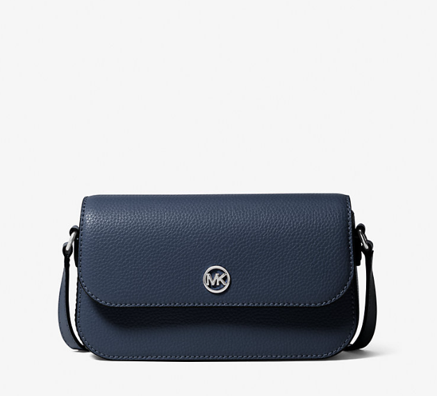 [S] MICHAEL KORS 35F4STVC1L JET SET TRAVEL SMALL PEBBLED LEATHER CROSSBODY BAG,NAVY, 197853084117 (SMK1076)