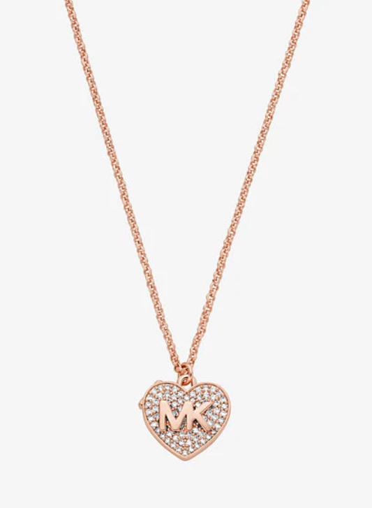 [S] MICHAEL KORS MKJC0003B791 MK BLING BLING HEART PENDANT NECKLACE,ROSEGOLD, 796483654587 (SMK1042)