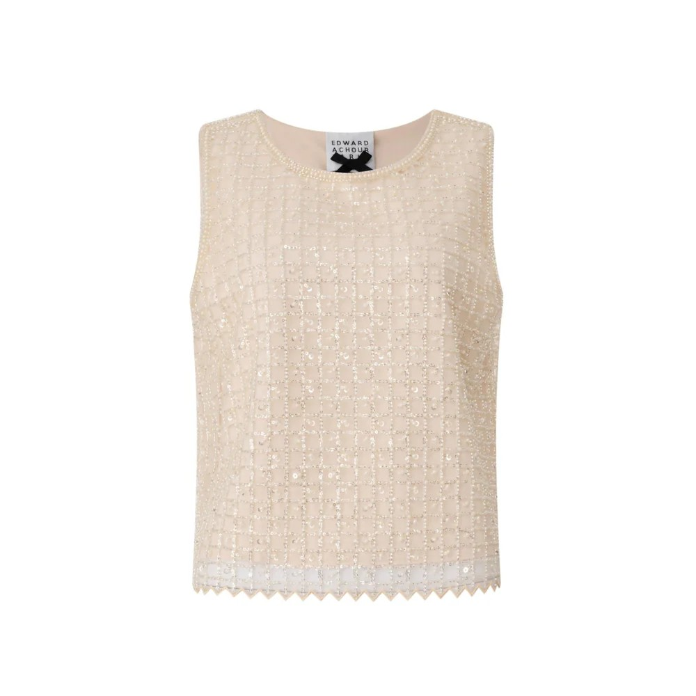 1EA0408-015 [EDWARD ACHOUR] Sequin Embroidered Top Beige #100722/1054 (EU)