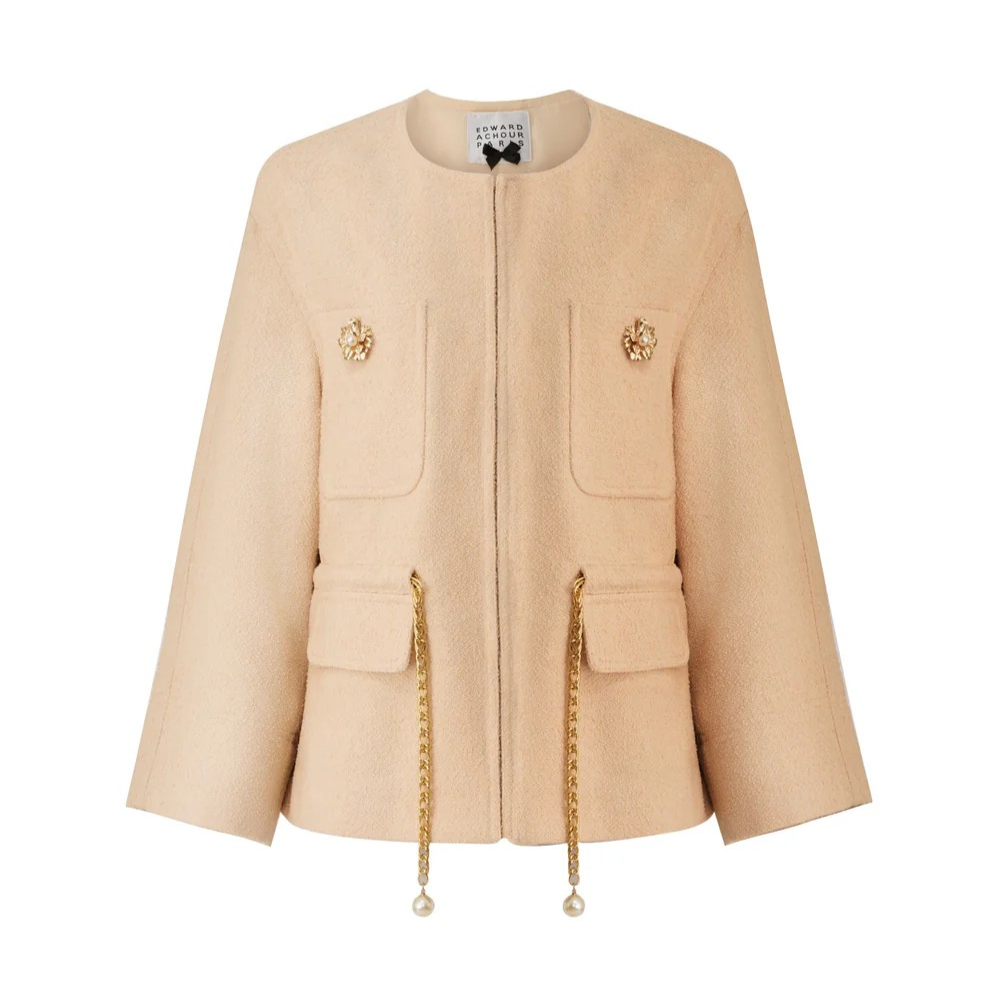 1EA0408-017 [EDWARD ACHOUR] Textured Sandstone Drawstring Jacket Beige #100122/1017 (EU)
