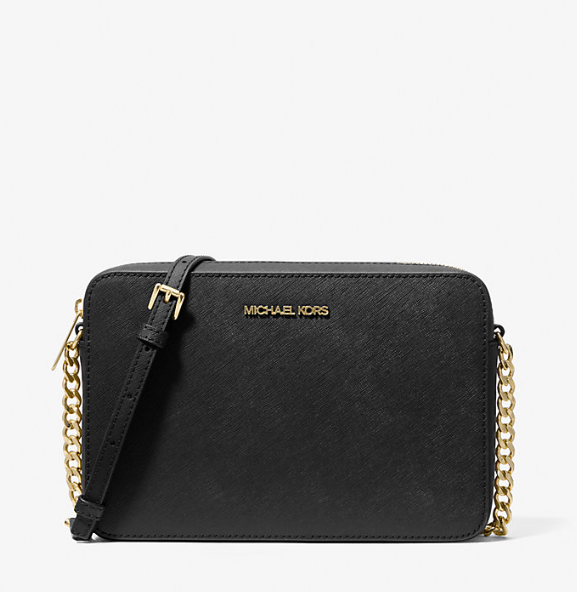 [S] MICHAEL KORS 35T8GTTC9L JET SET LARGE EW CROSSBODY BAG, BLACK/GOLD, 192317134629 (SMK302)