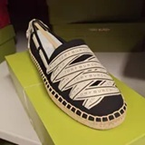 [S] TORY BURCH PERFECT BLACK/NEW CREAM/PERFECT BLACK TORY RIBBON ESPADRILLE OLONA IT - CANVAS, 175745-006 (STB739)
