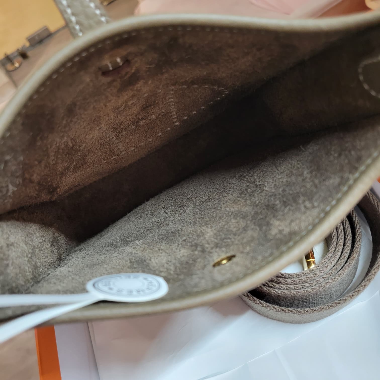 Hermes Mini Evelyne Etoupe/ETOUPE CC 110CM TC 大象灰金扣