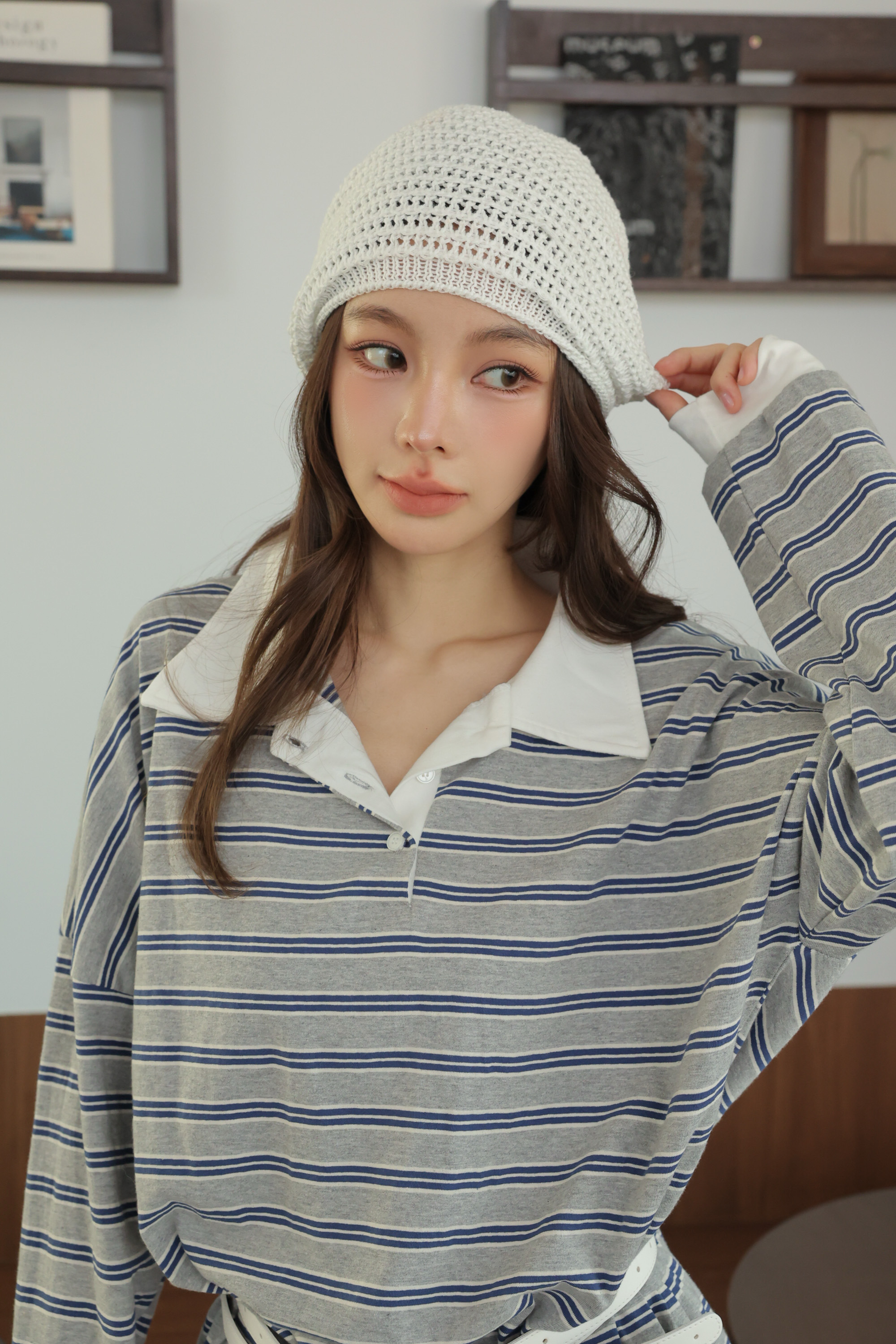 春天款勾織堆堆帽 HA68