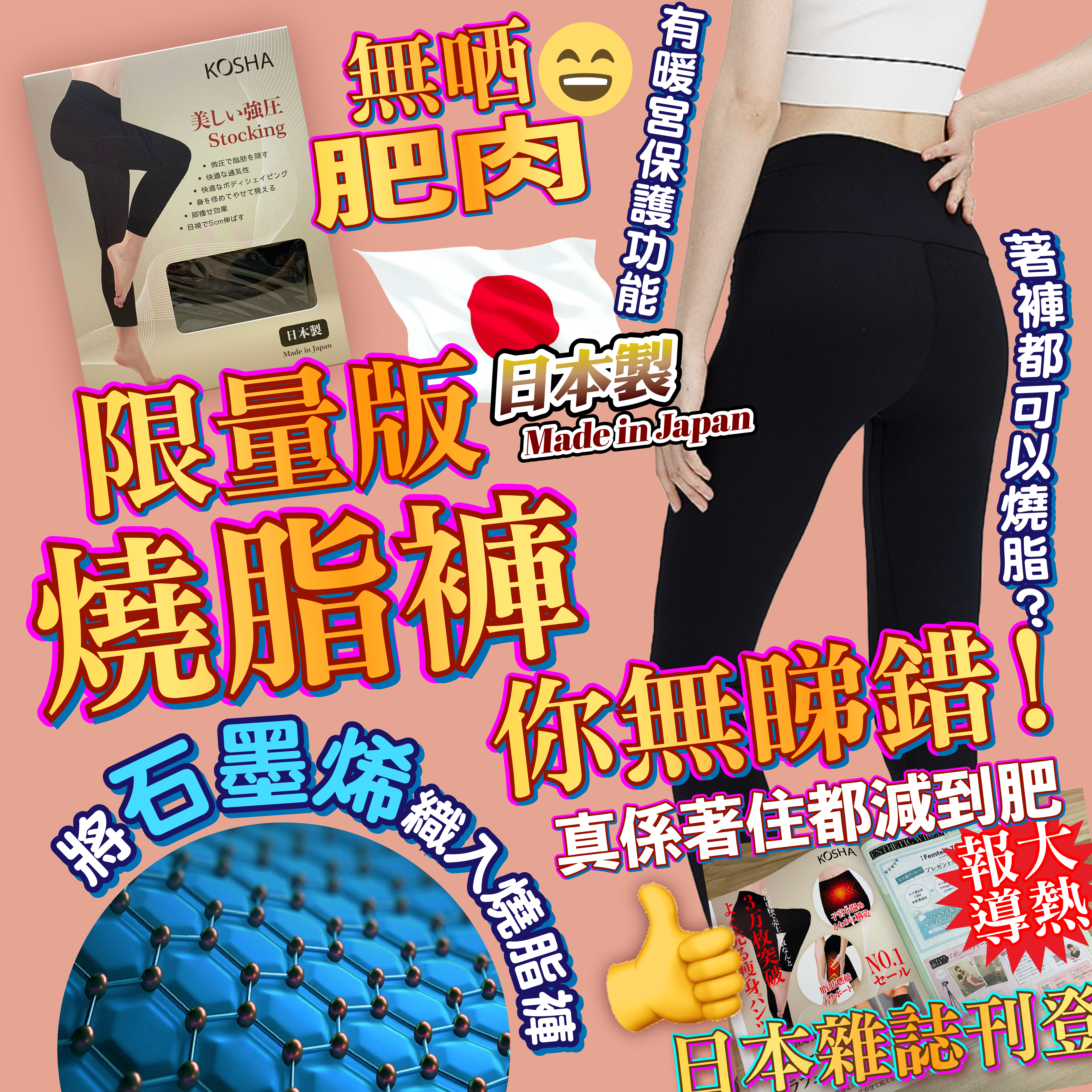 20260318_ KOSHA 石墨烯燒脂褲Stocking 2條 送 Lavasi Placenta Hand & Body Cream 貴婦美白霜 1盒