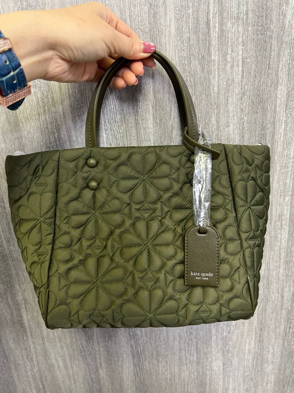 [S] KATE SPADE OOLONG GRE KK810 TILLY QUILTED FABRIC SM TOTE, 196021676109 (SKS1736)