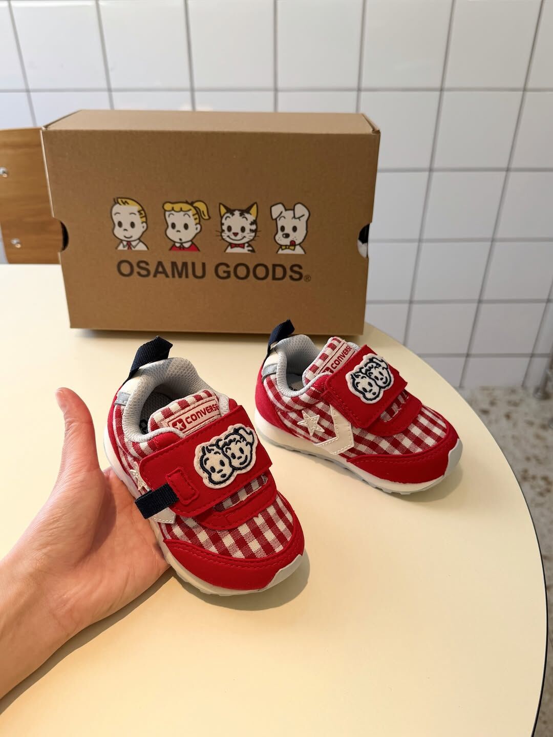 Converse Baby RS X Osamu Goods 日本限定 聯名款 原田治 紅色 黑色 格紋 小童 童鞋 37303790