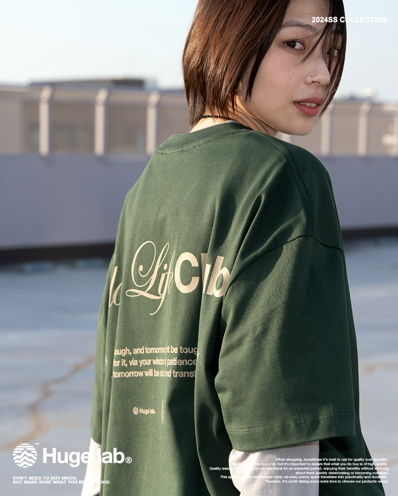 Huge Lab. 慢活俱樂部厚磅機能涼感落肩短T