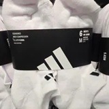 [S] ADIDAS WHITE/BLACK 6 ADIDAS NO SHOW SOCKS, 5160846C-WHITE/BLACK (SAD303)