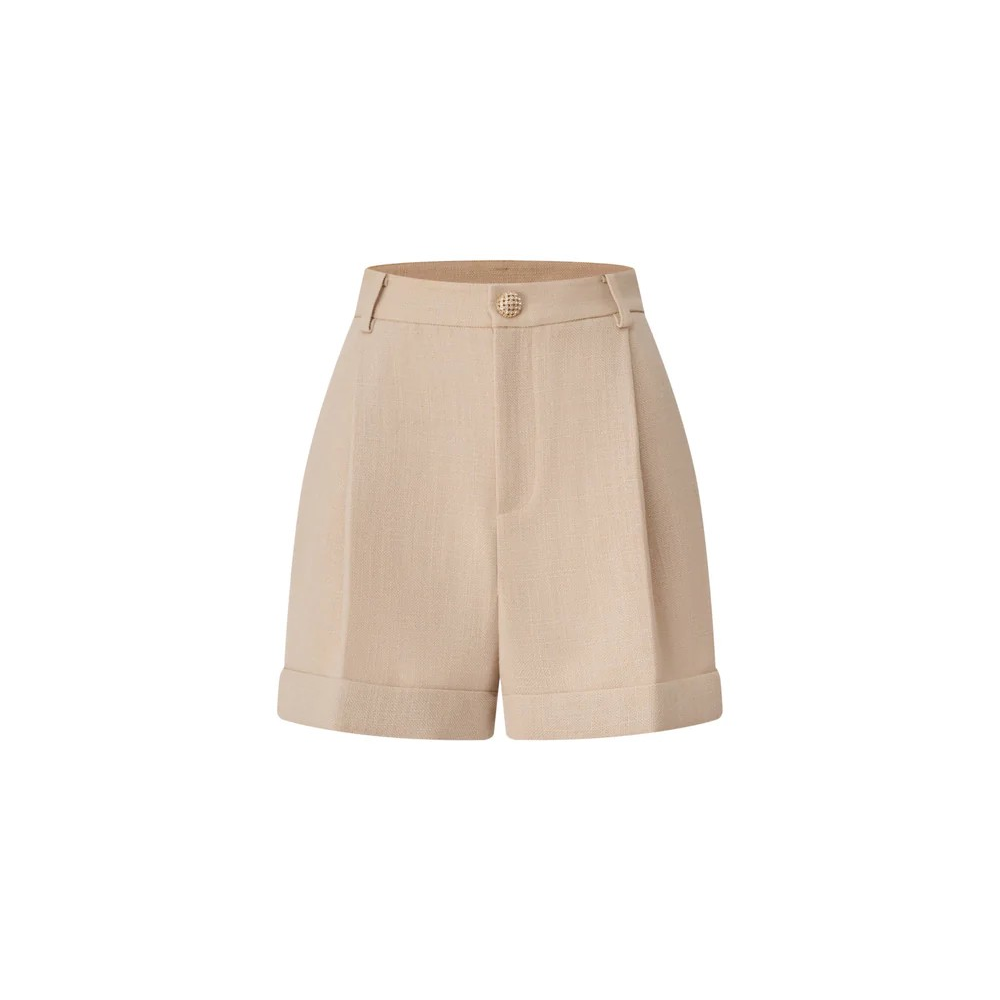 1EA0408-034 [EDWARD ACHOUR] Tailored Beige Pleated Shorts Beige #101003/1047 (EU)