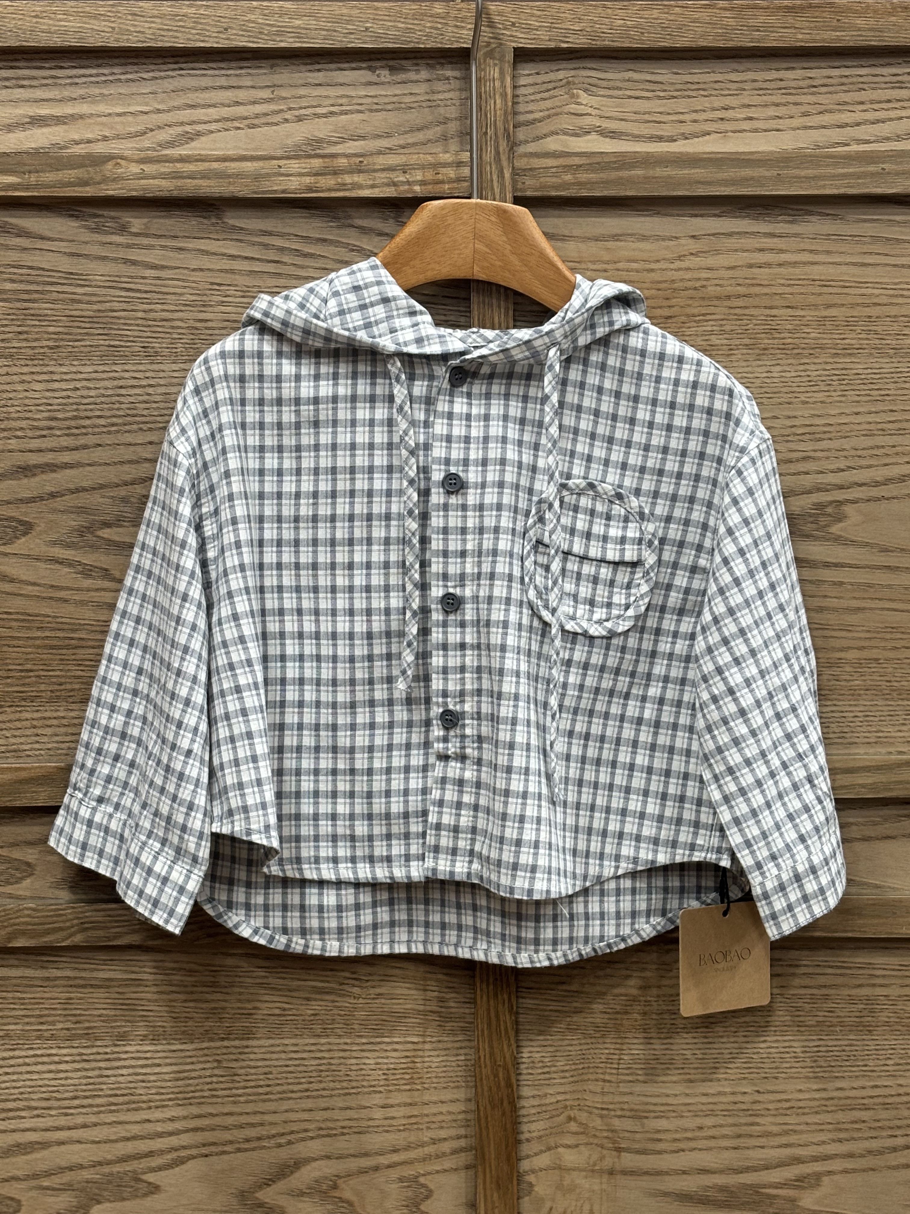 A04428格紋連帽襯衫
