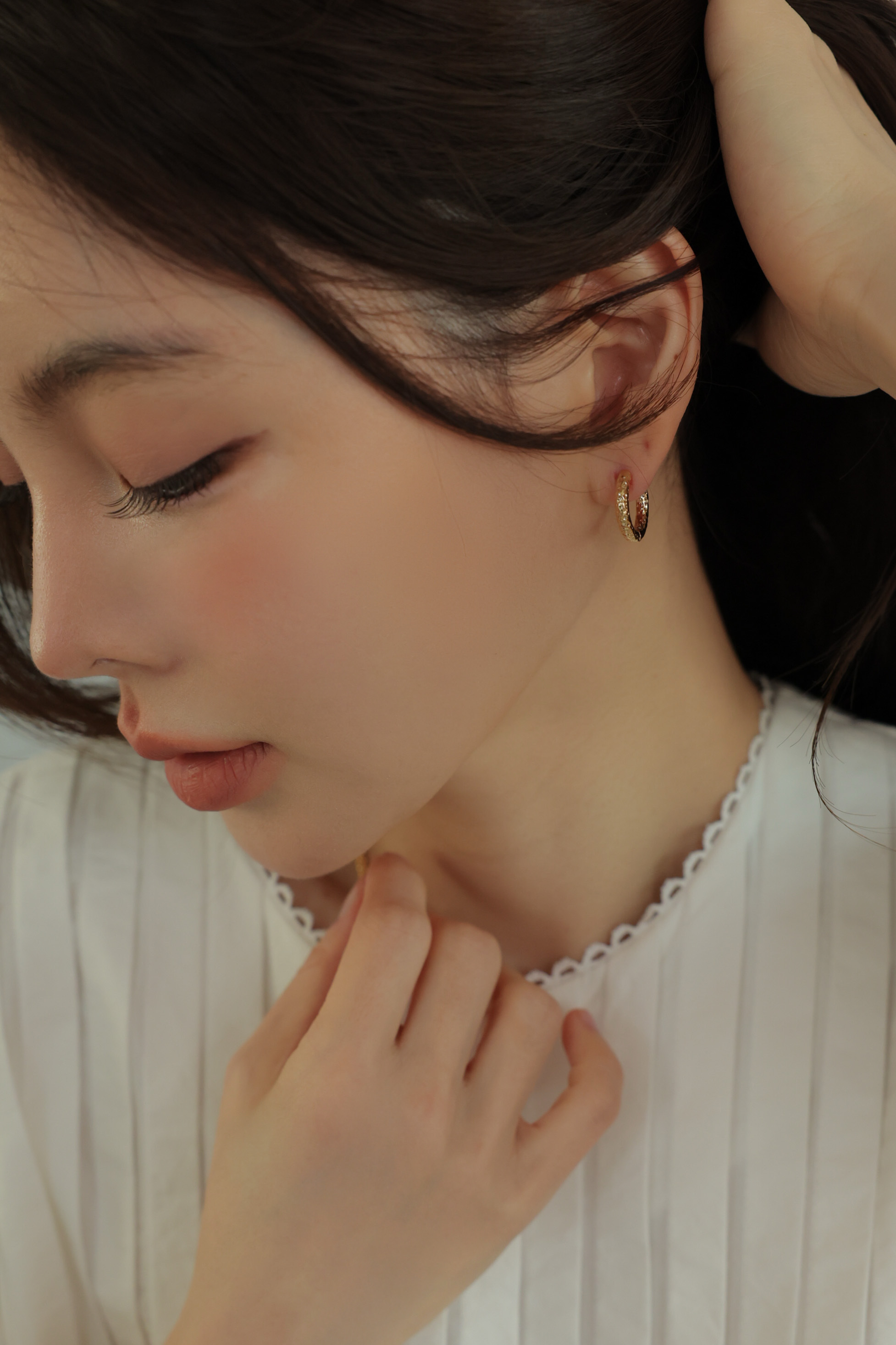 立體壓紋圈圈耳環 HA78