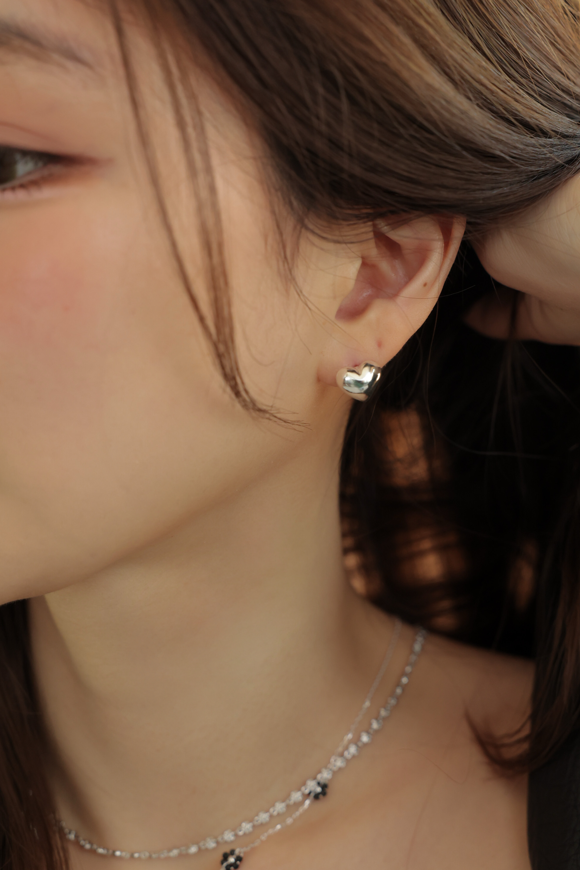 立體愛心貼耳耳環 HA93