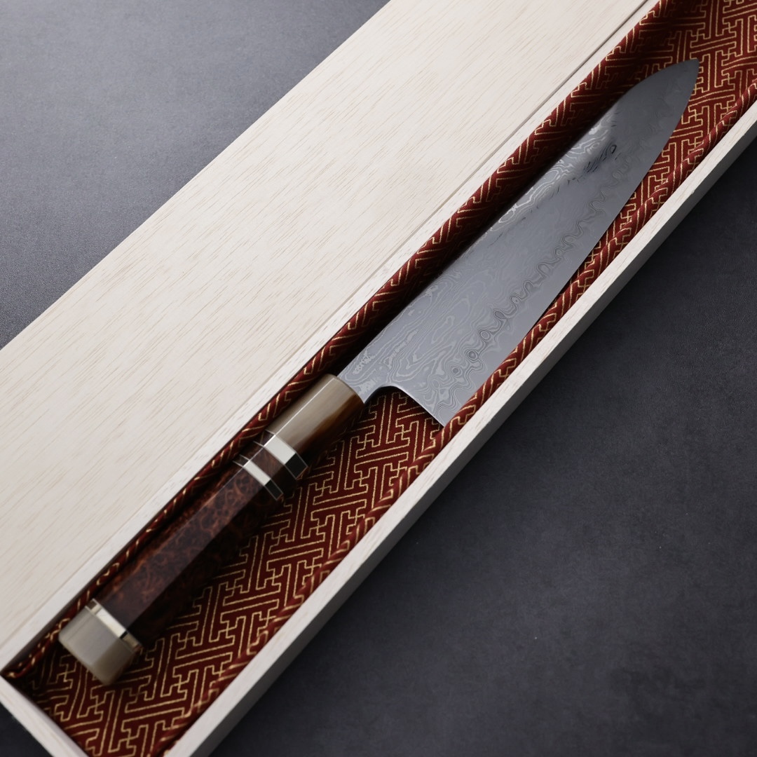 佐海 中川 牛刀 240mm SPG STRIX粉末鋼 大馬士革/花梨瘤