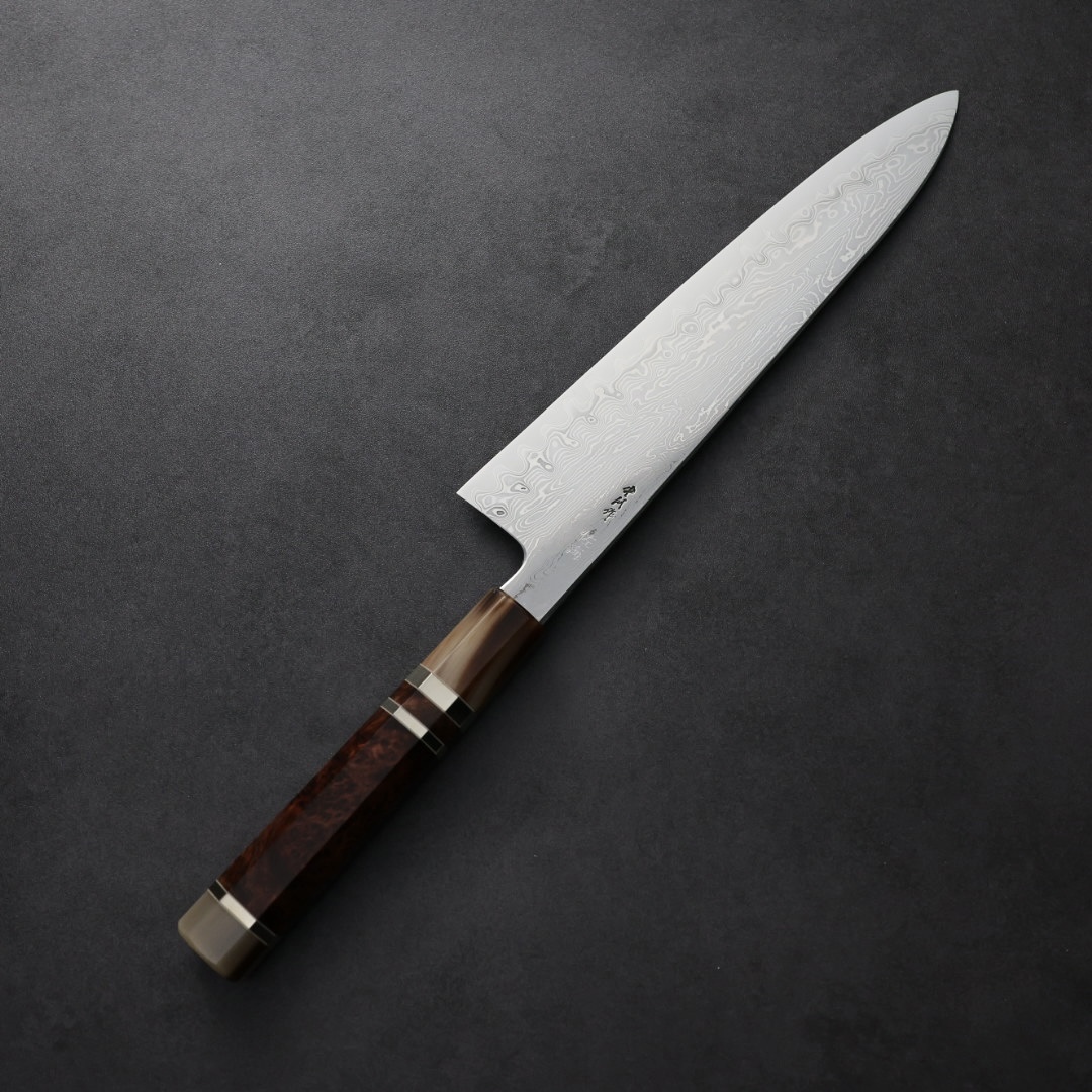 佐海 中川 牛刀 240mm SPG STRIX粉末鋼 大馬士革/花梨瘤