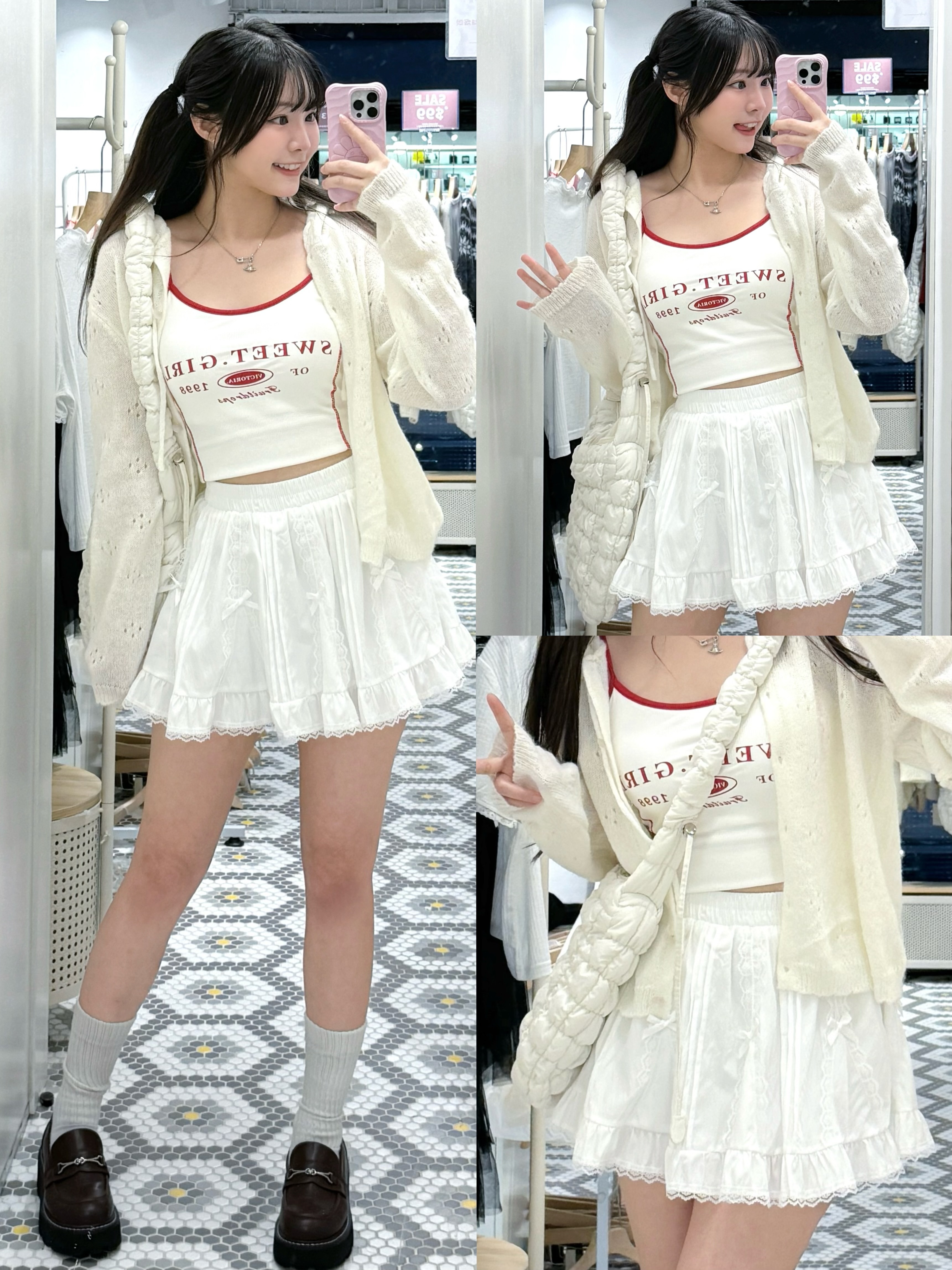 D0532｜小可愛݁ ˖Ი𐑼⊹ ࣪ ˖ 4小蝴蝶結花邊短裙