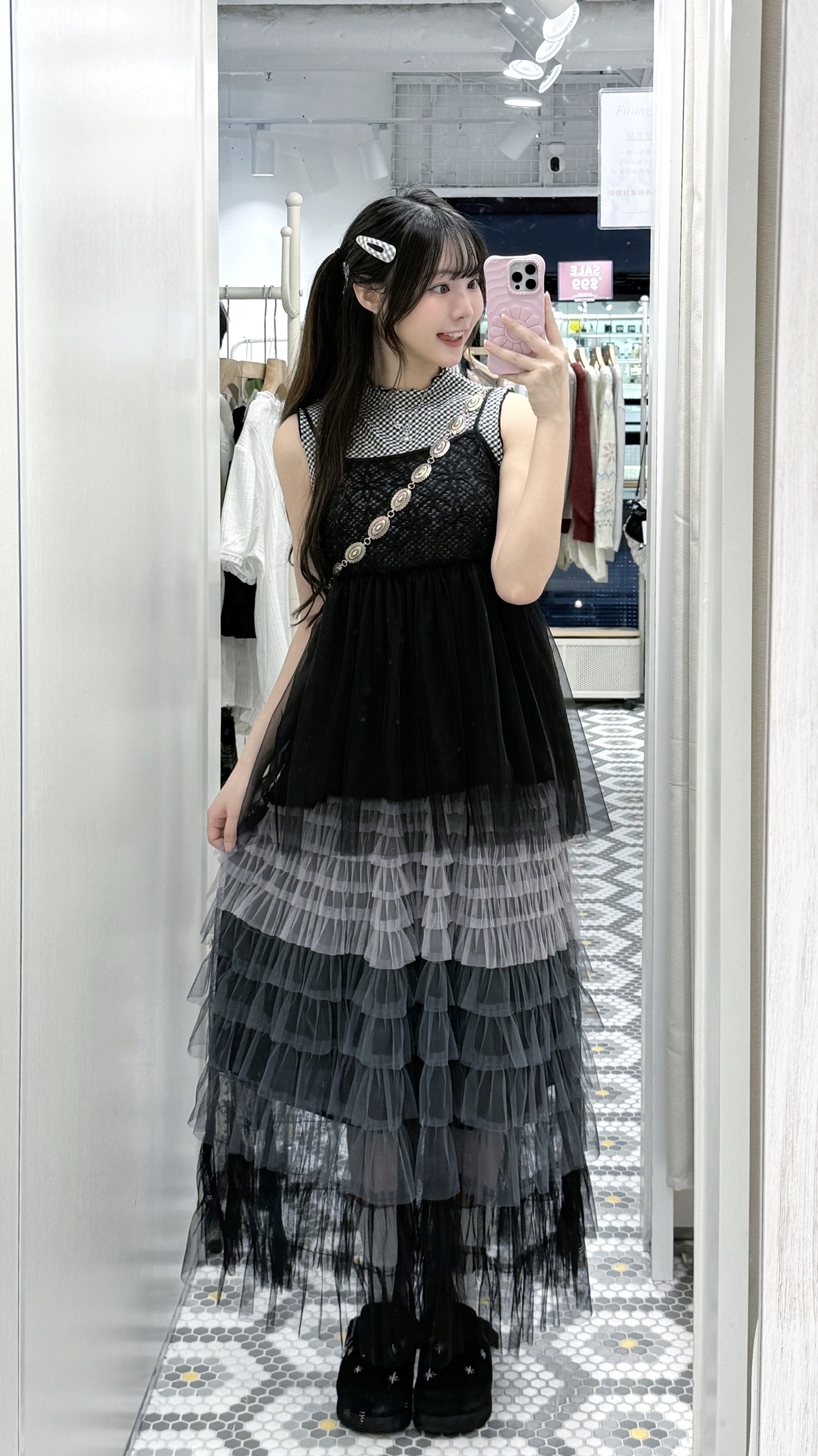 D0516｜透明感紗紗漸變色多層長裙‧+˚♡彡