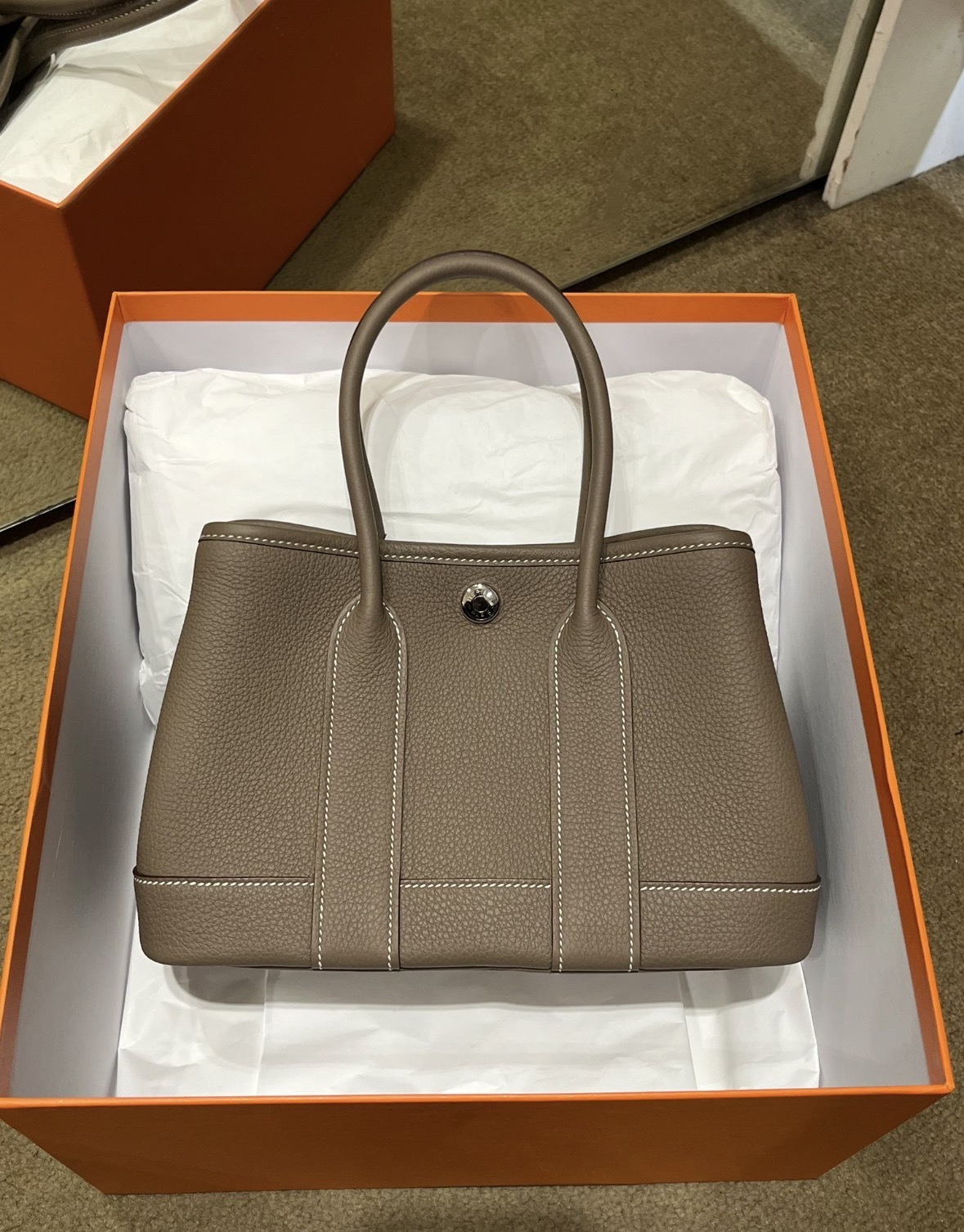 Garden party mini 18 etoupe leather K