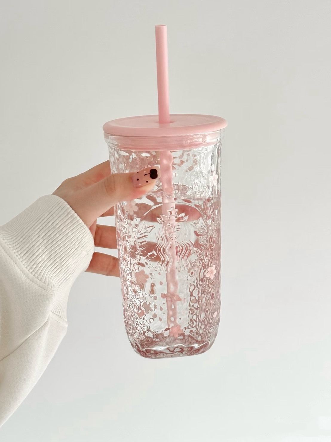 【預購】Starbucks 星巴克 海外限定 櫻花點綴 三角透明玻璃杯 500ml