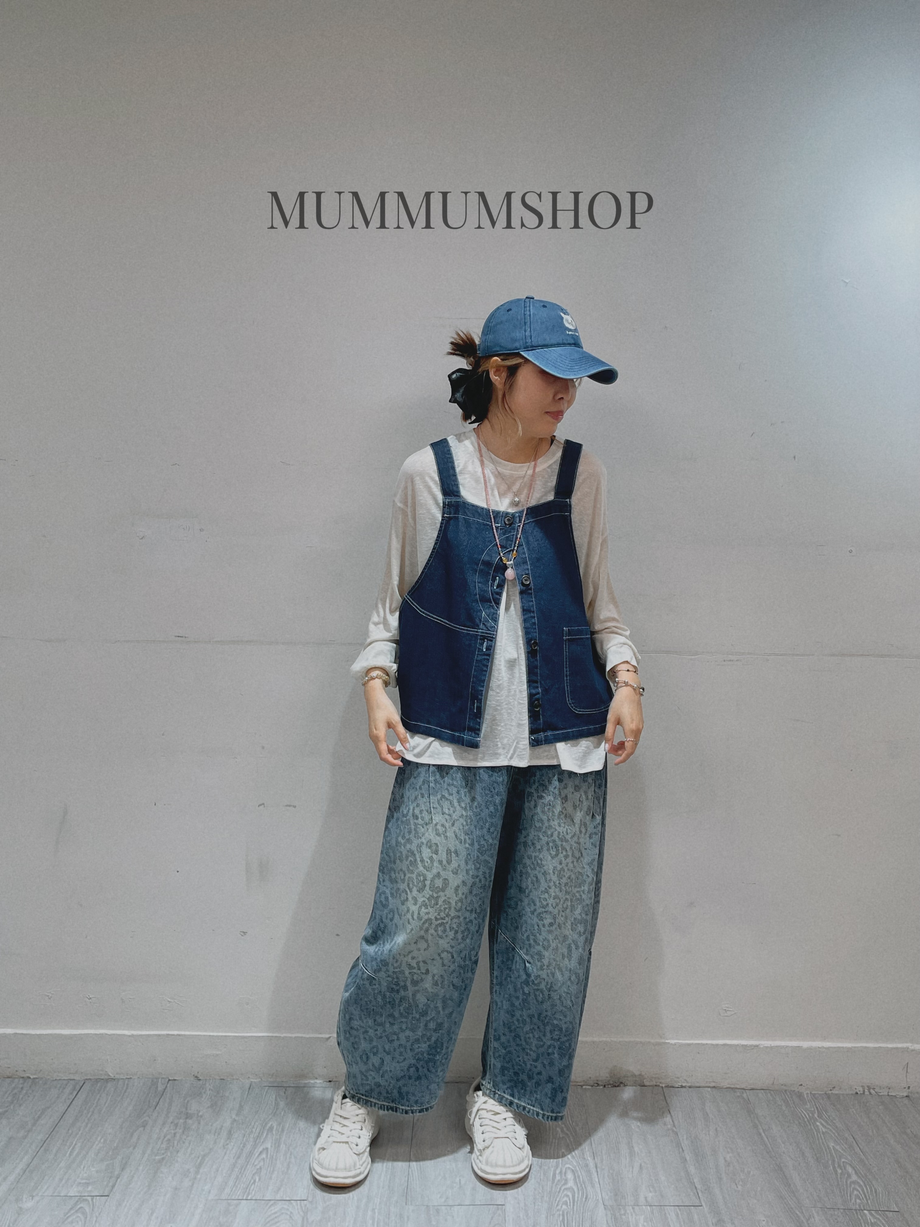 0213160a/洋裝牛仔吊帶小背心外套 46/46/23.5