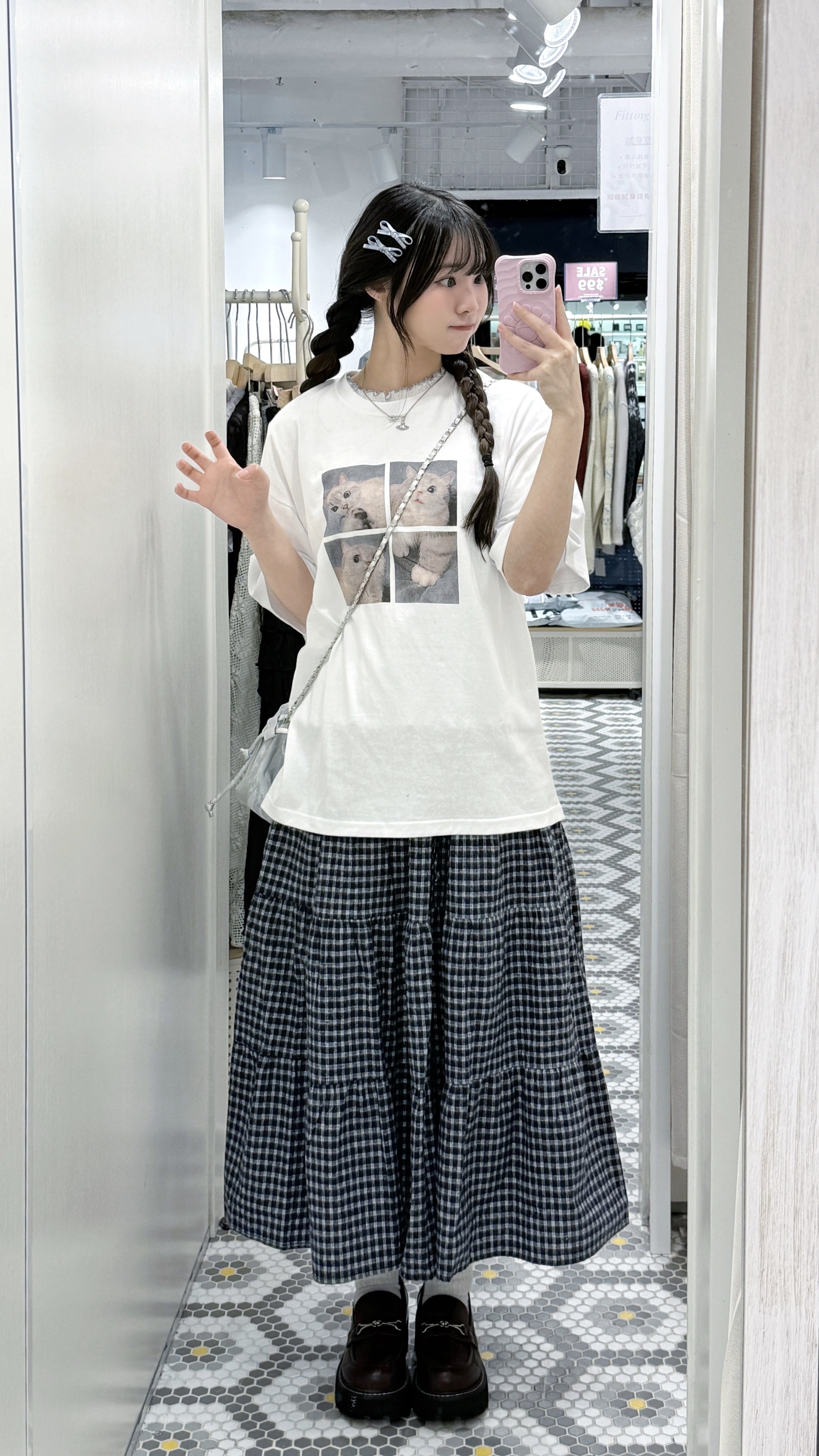 D0514｜野餐必備日系格仔長裙🍰 ⋆｡˚⋆ ⊹