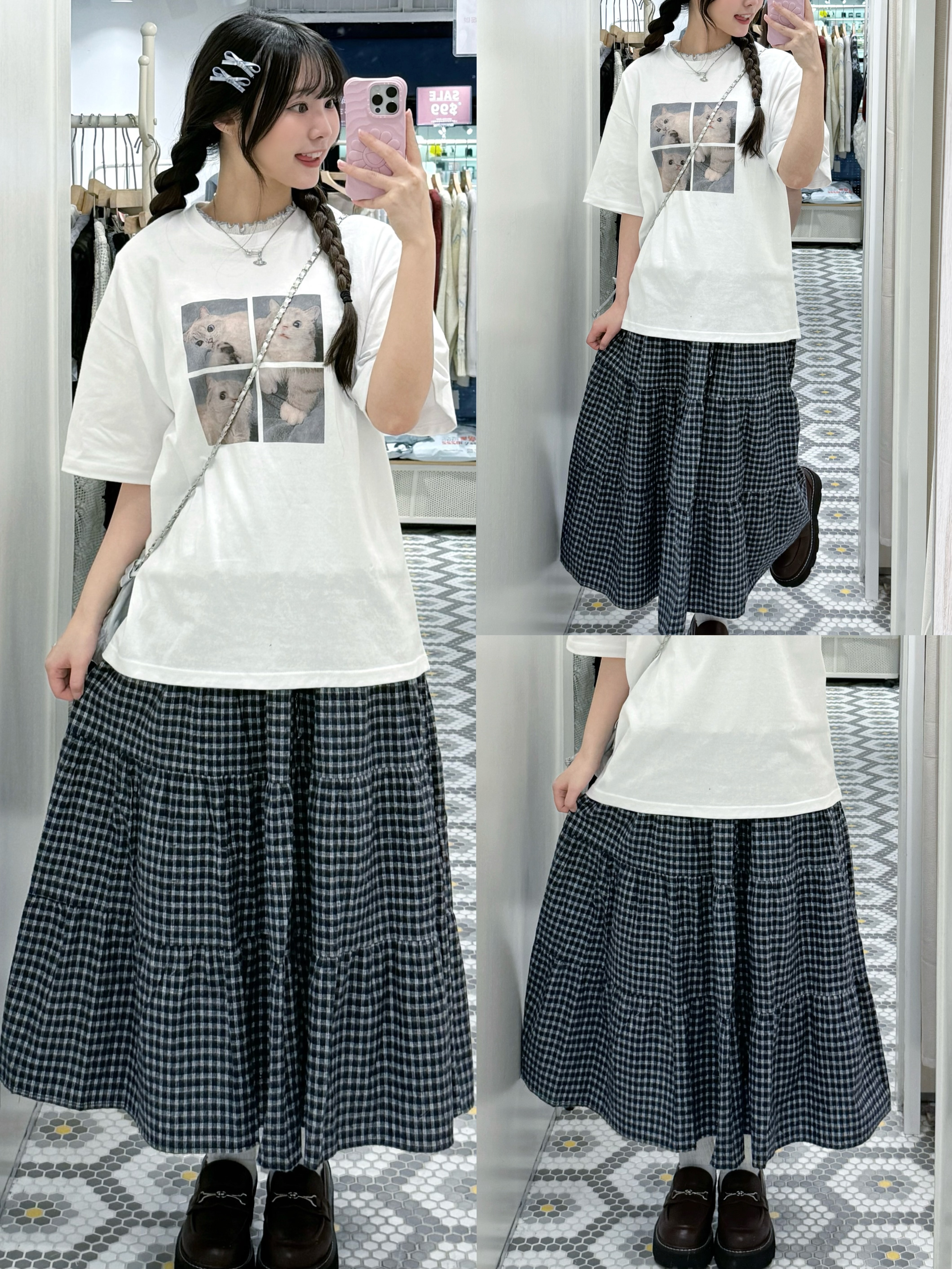 D0514｜野餐必備日系格仔長裙🍰 ⋆｡˚⋆ ⊹