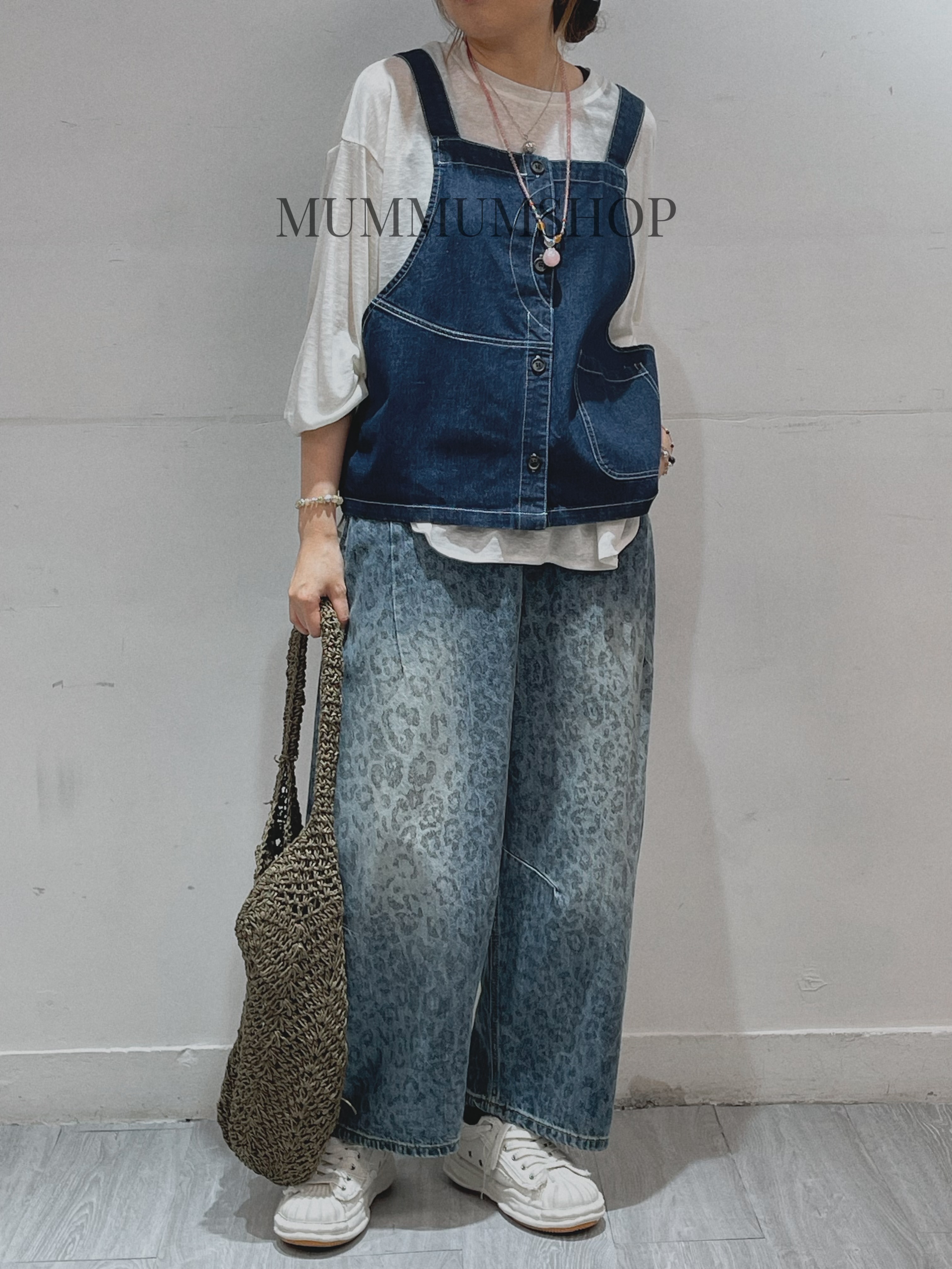 03665a/有淺豹紋花紋牛仔褲30-34/48/37