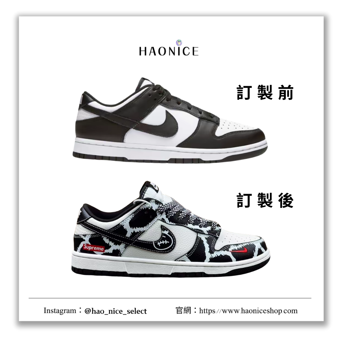 【HAO NICE】藝術訂製款🎨Nike Dunk Low x Supreme x Travis Scott 黑白斑馬 板鞋 籃球鞋