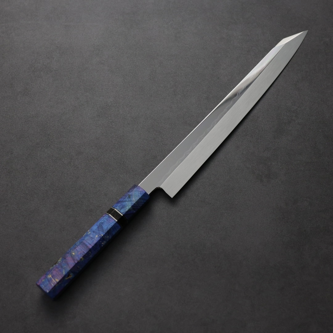 中川打刃物 水本燒 切付柳刃 270mm 白1鋼 鏡面/付鞘