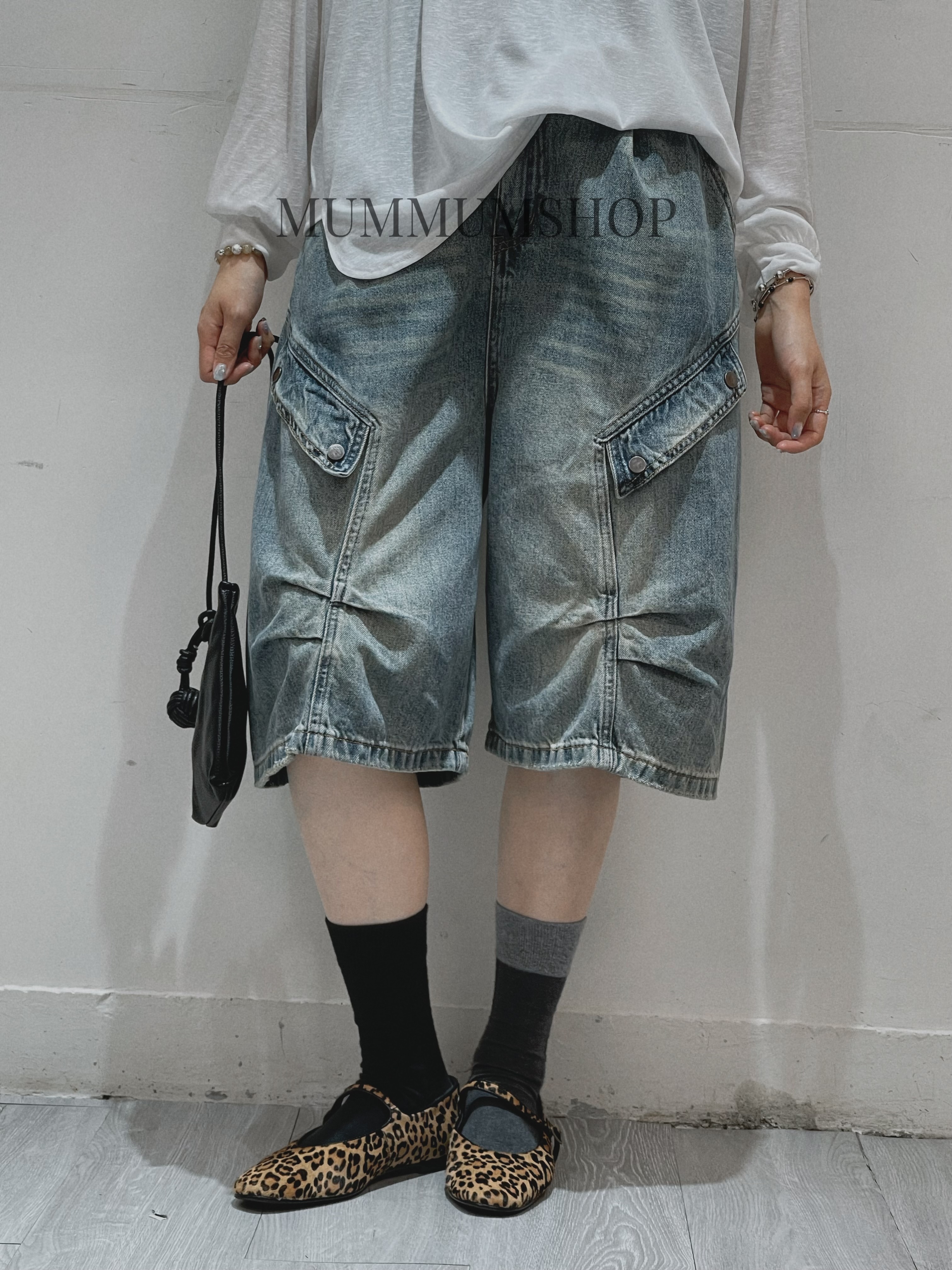 03684a/特色褲袋小摺痕中長褲 30-35/44/25