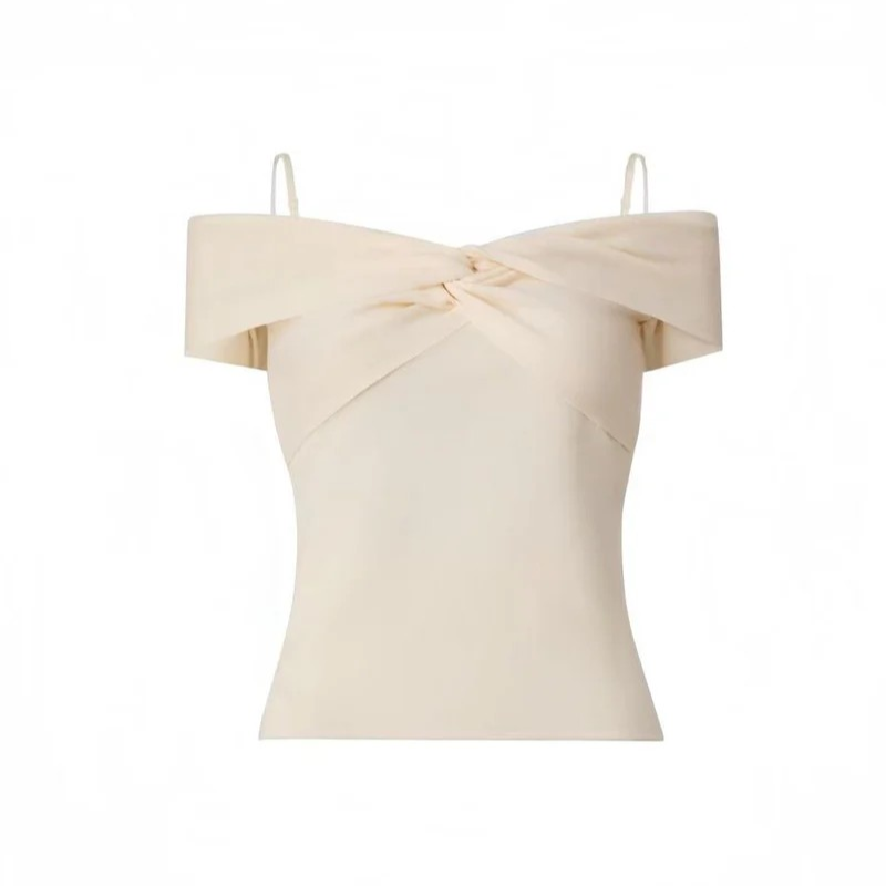 1EA0408-061 [EDWARD ACHOUR] Twisted Off-The-Shoulder Top Ivory #101505/1095 (EU)