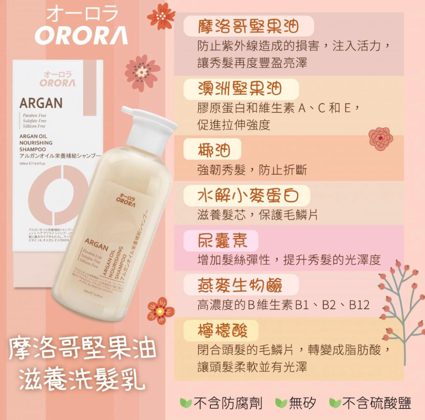 OR260318-R22-Orora Argan Shampoo 摩洛哥堅果油滋養洗髮乳 500ml-(EXP-16/6/2028)