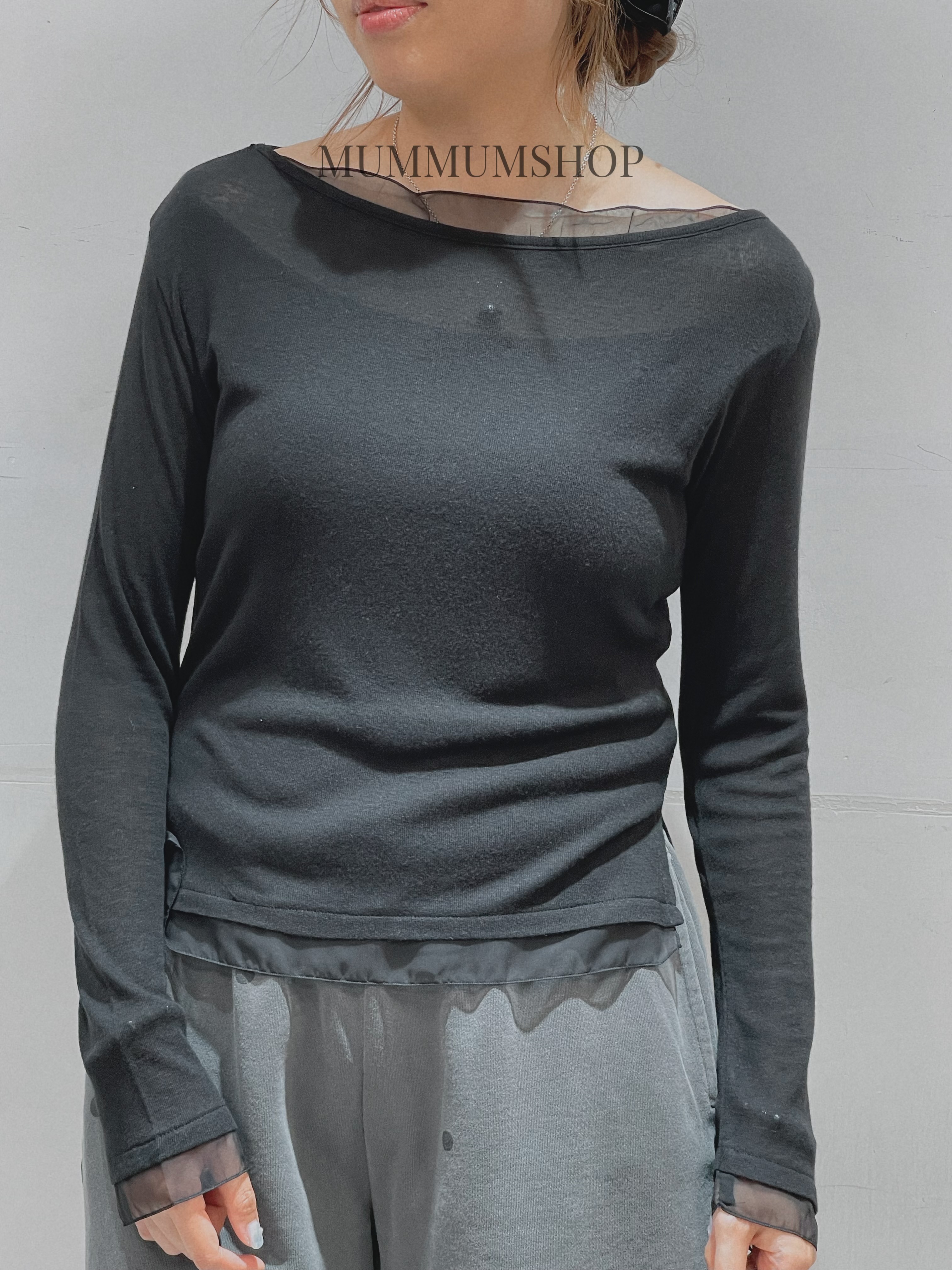 0213172a/溫柔系搭蕾絲邊薄長袖上衣 40/34/22