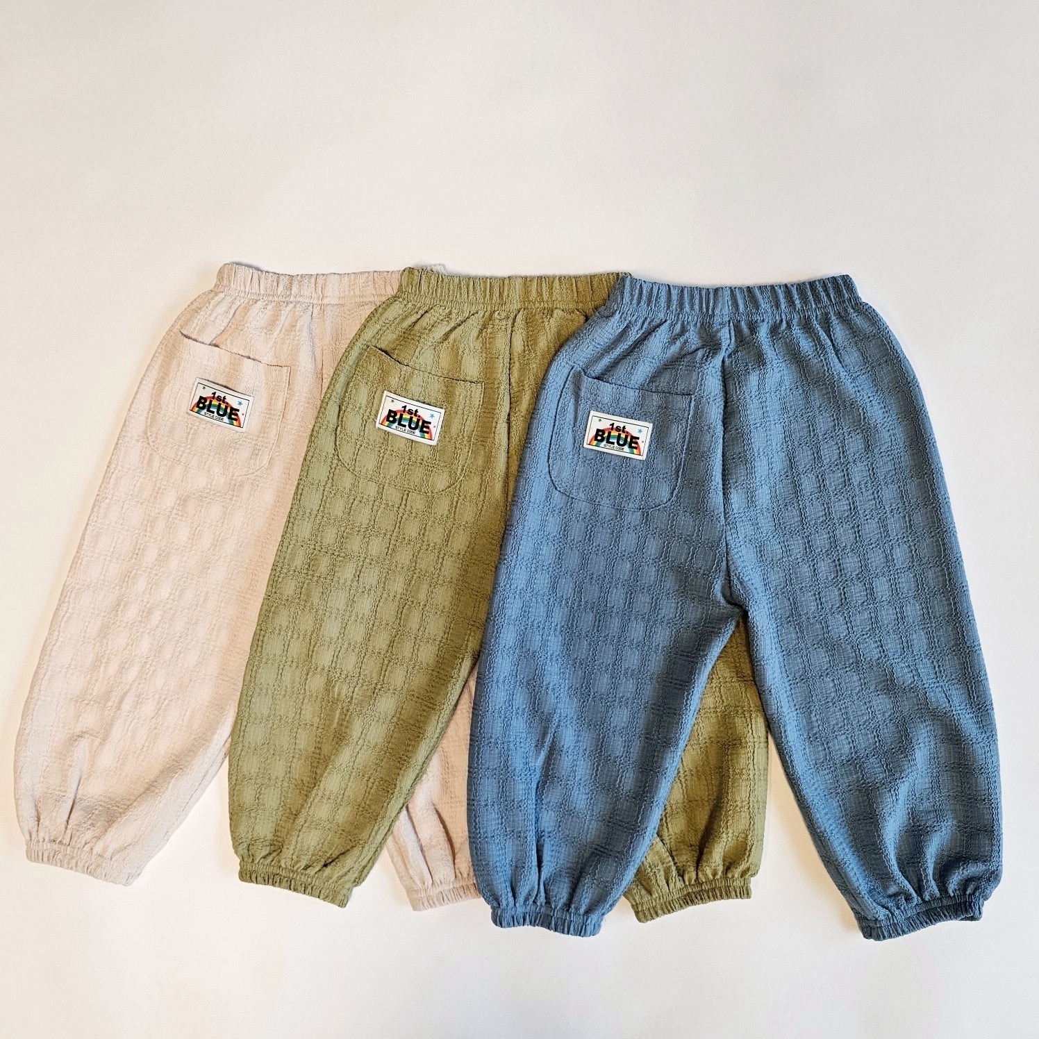 格紋束口褲（彈性好穿脫）