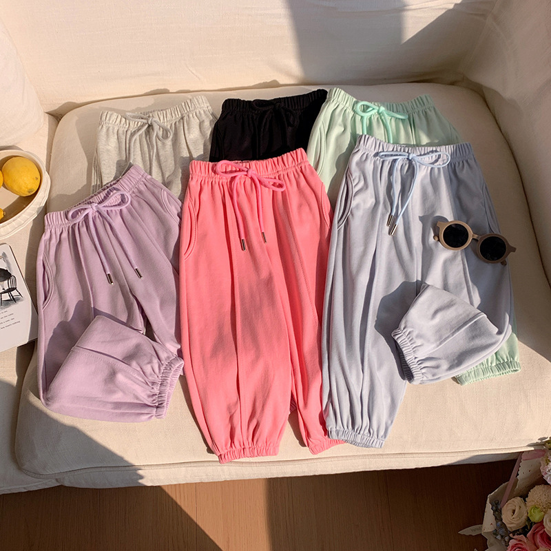 抽繩裝飾素色運動褲(90-150)