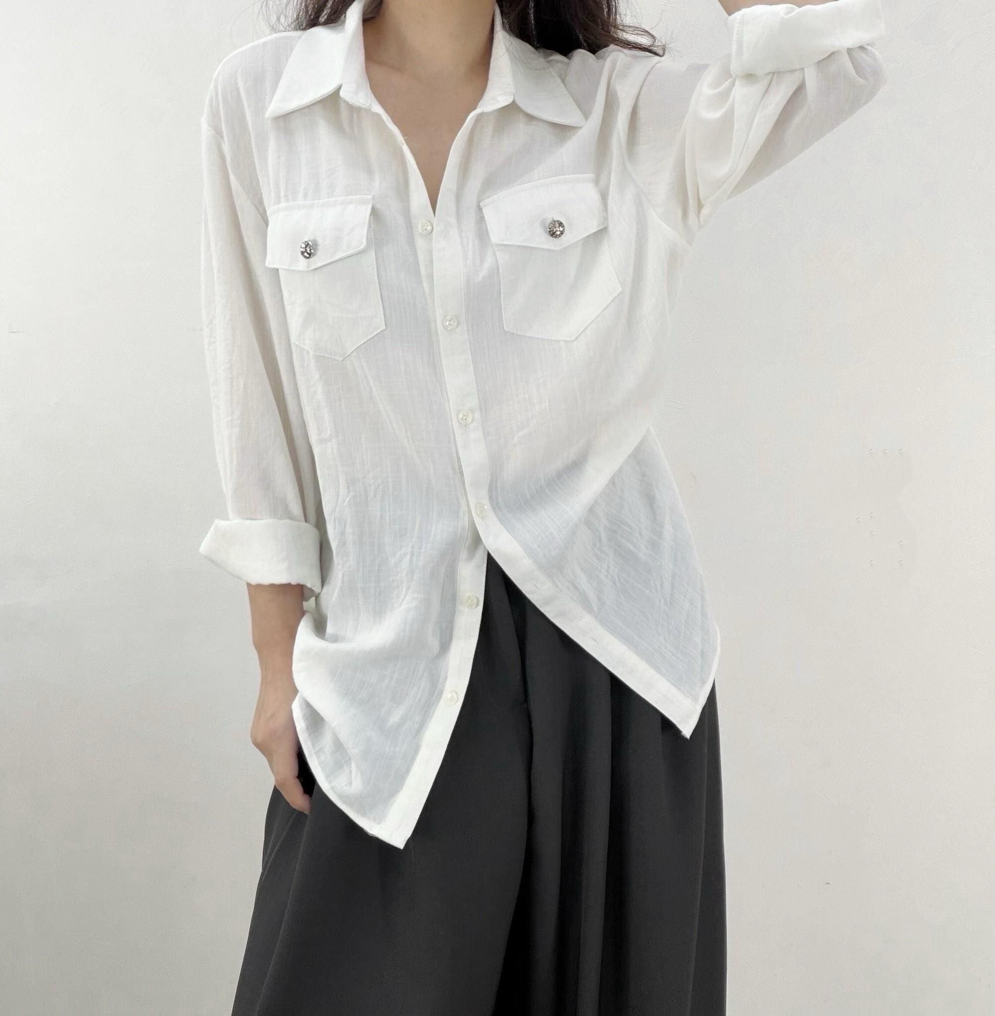 【慵懶百搭的透氣薄料棉麻襯衫】（現貨）