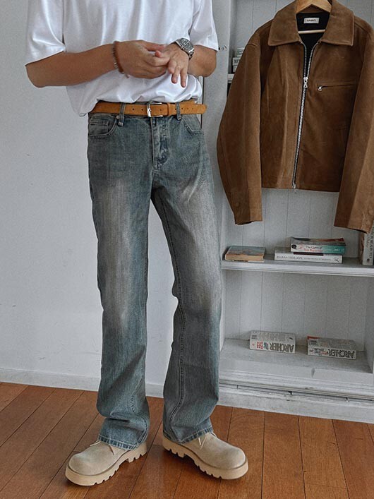 (韓國獨家特價)粗紡喇叭牛仔褲