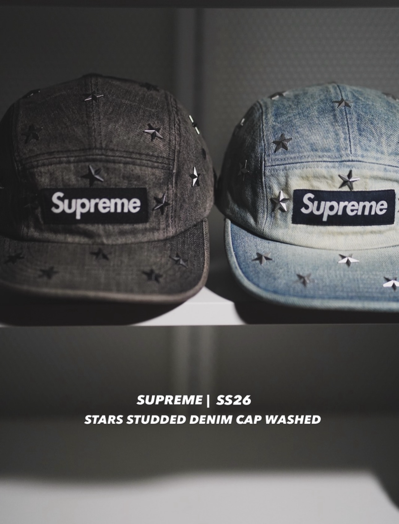 現貨| SUPREME Stars Studded Denim Camp Cap